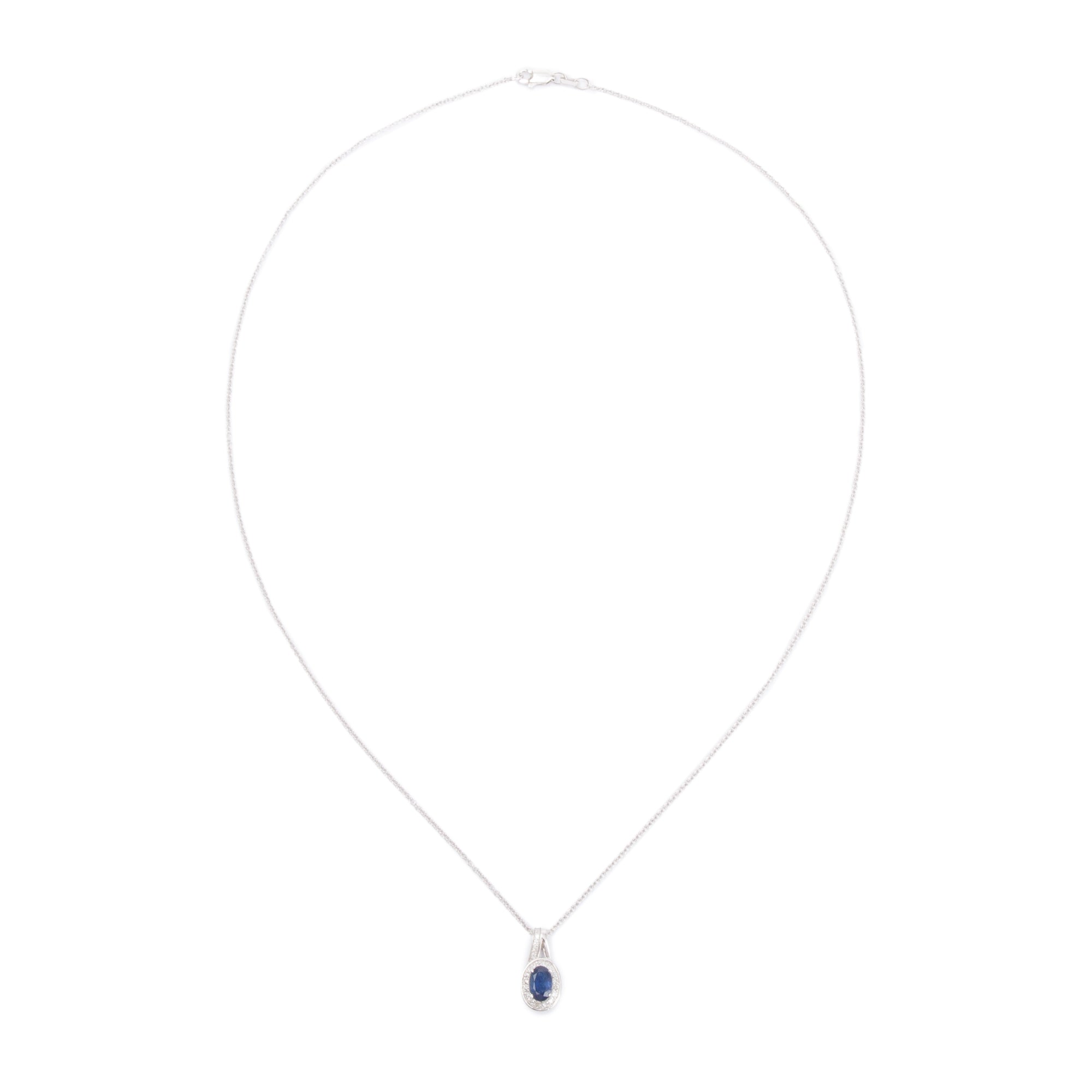 Effy 14k White Gold Sapphire & Diamond Pendant Necklace