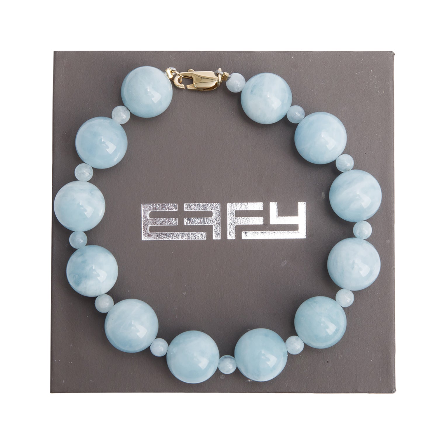 Effy 14k Yellow Gold Aquamarine Beaded Bracelet w/ Box