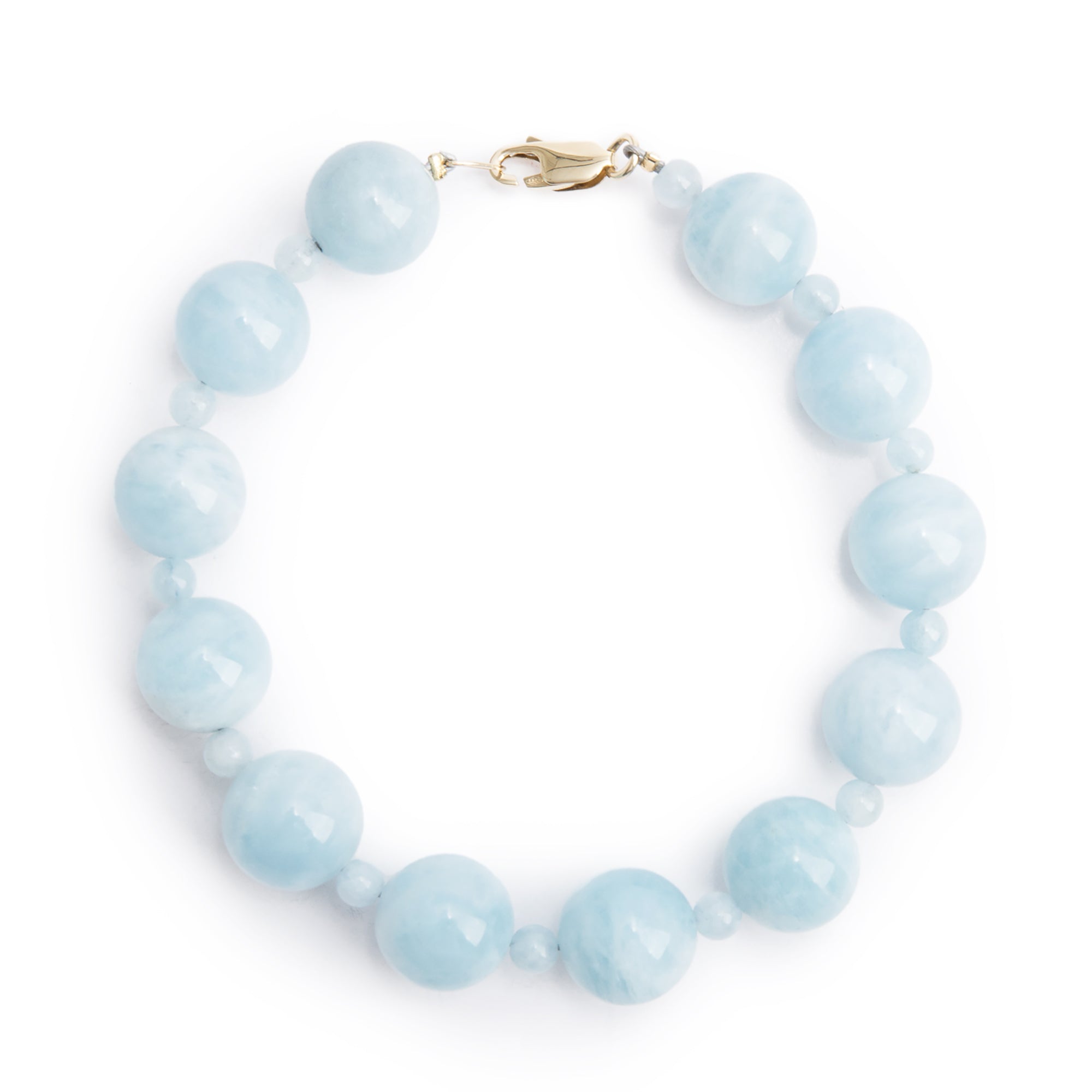 Effy 14k Yellow Gold Aquamarine Beaded Bracelet w/ Box