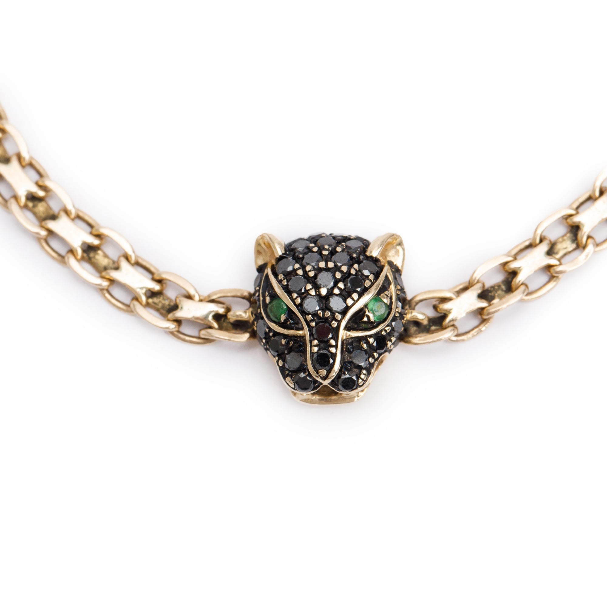 Effy 14k Yellow Gold Black Diamond & Tsavorite Panther Bracelet