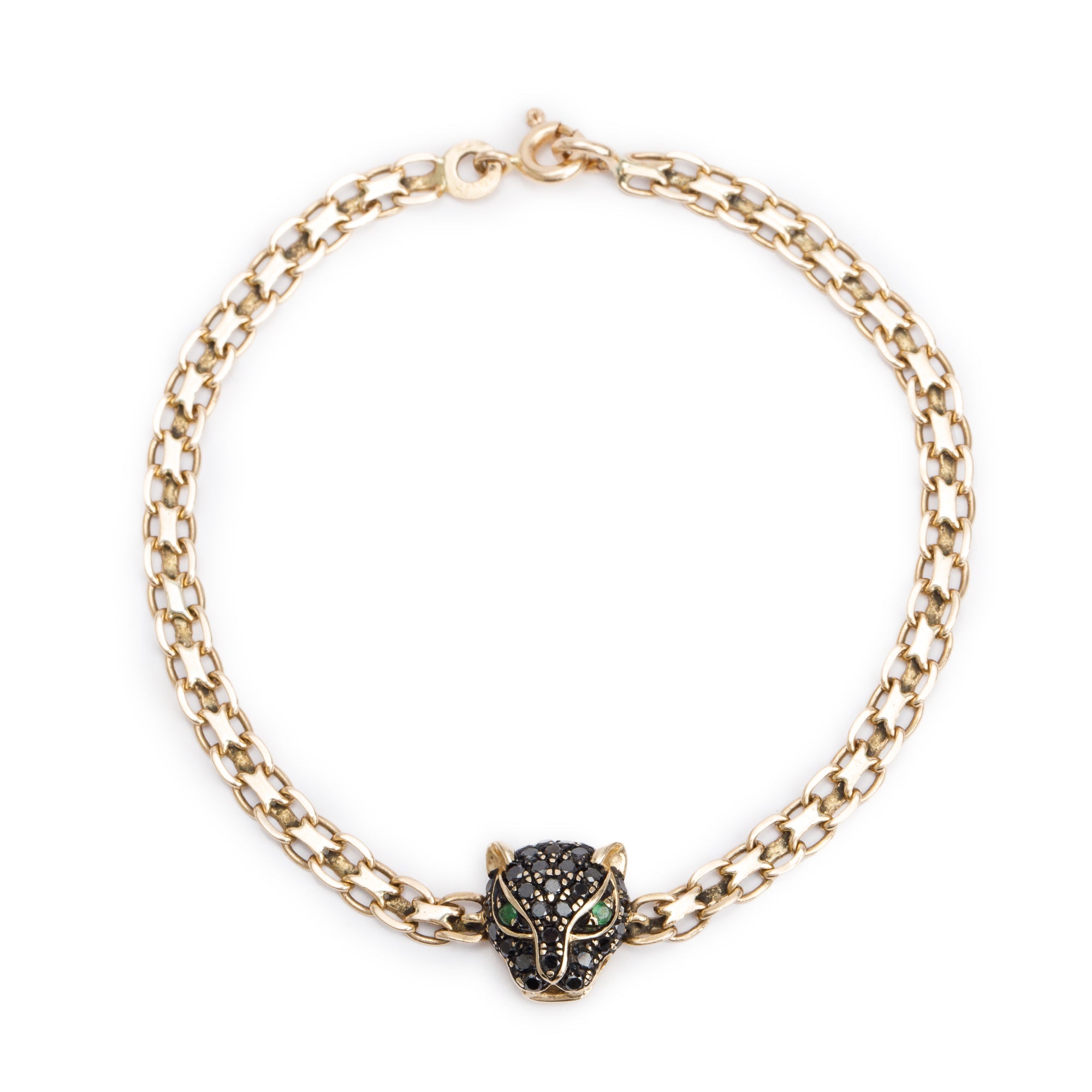 Effy 14k Yellow Gold Black Diamond & Tsavorite Panther Bracelet