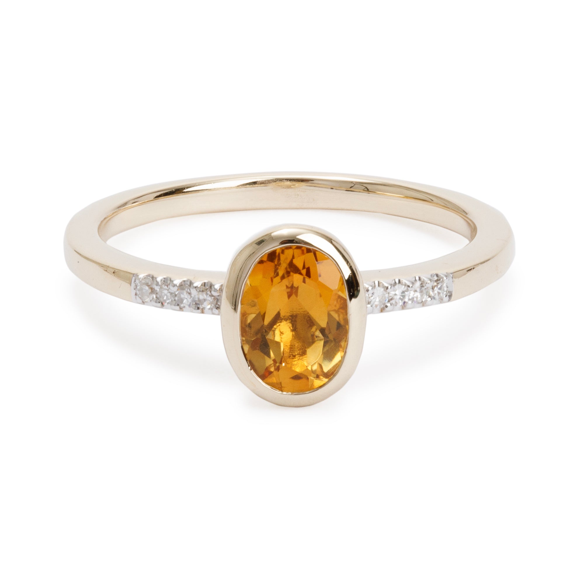 Effy 14k Yellow Gold Citrine & Diamond Sunset Ring, Size 7