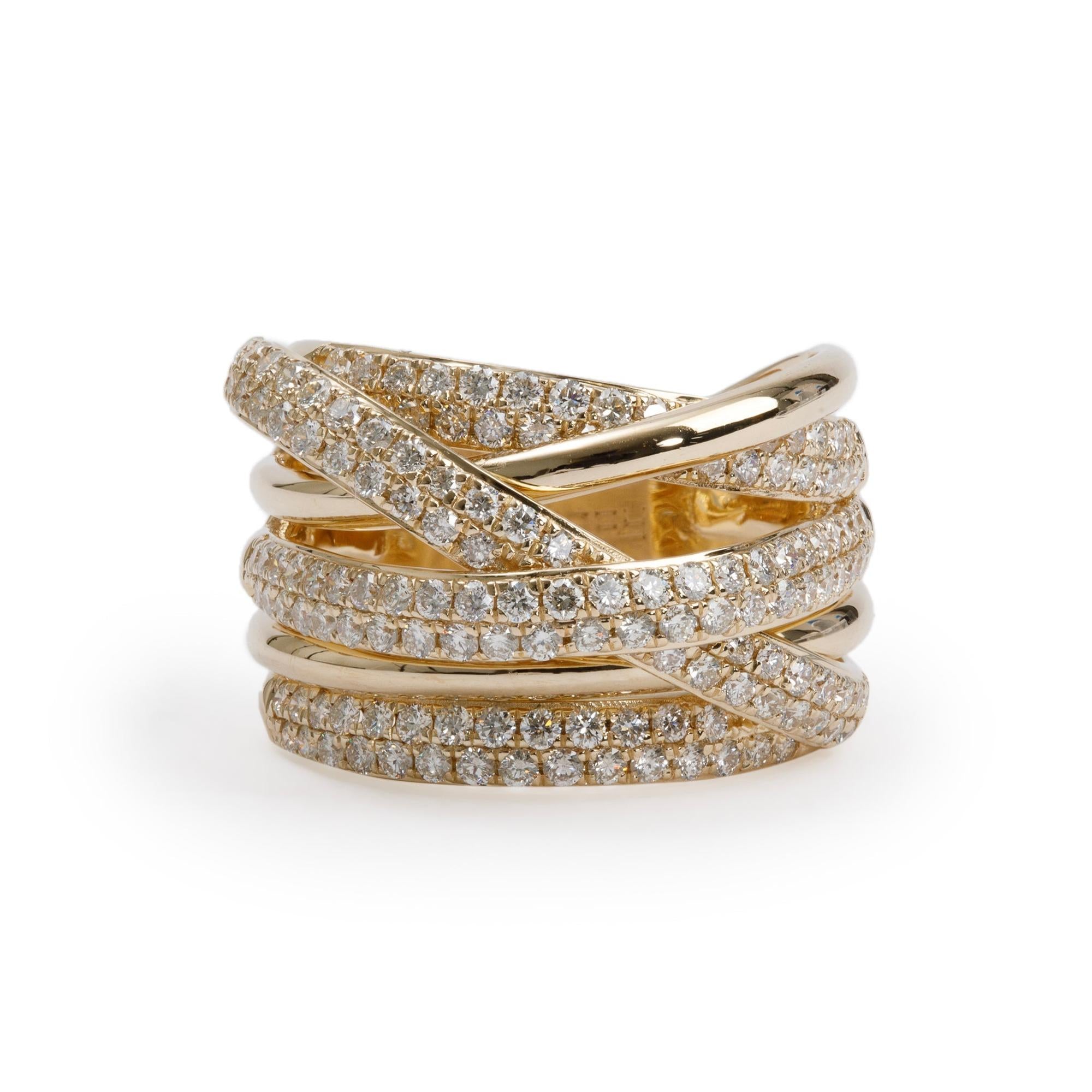 Effy 14k Yellow Gold Diamond Crossover Ring, Size 7