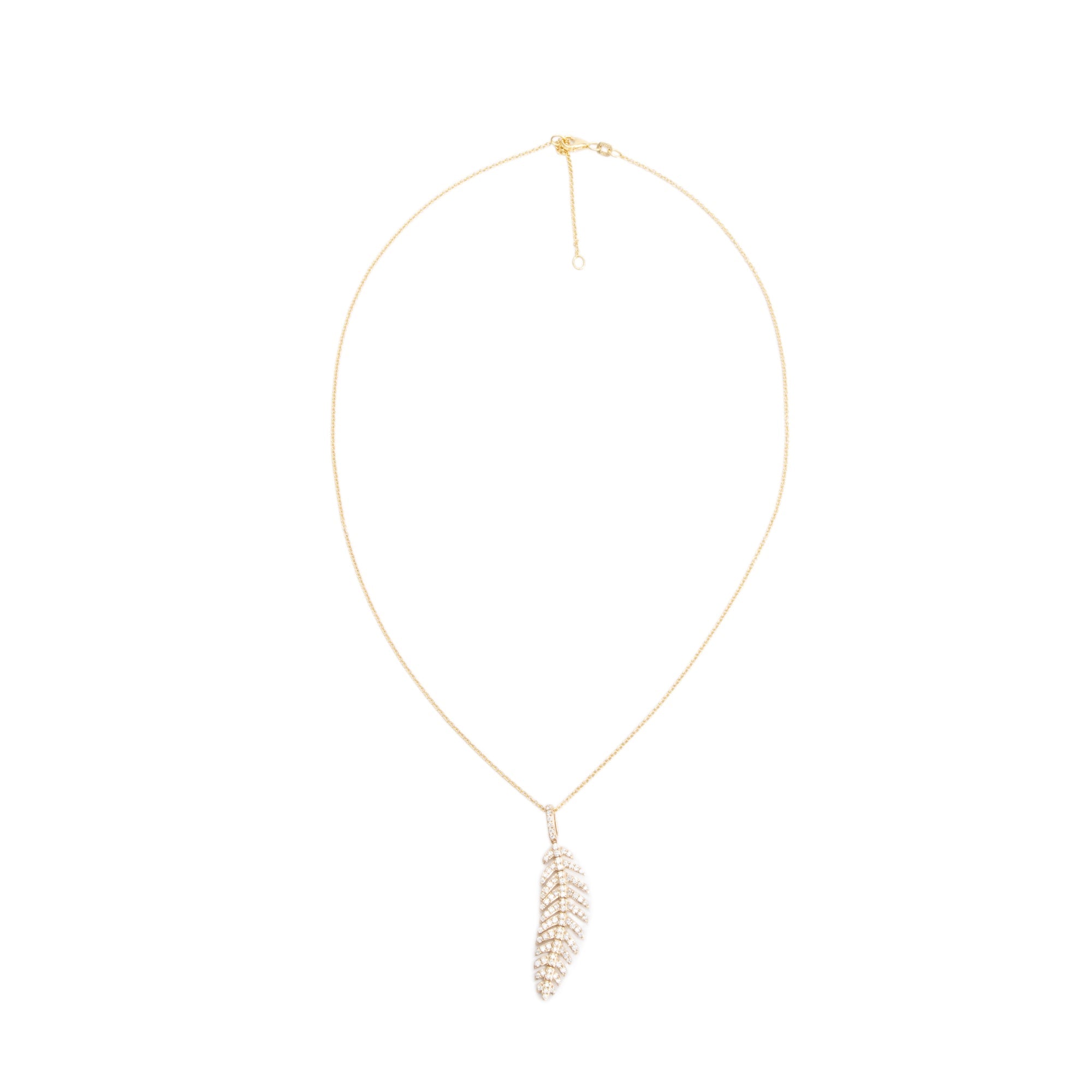Effy 14k Yellow Gold Diamond Fern Pendant Necklace