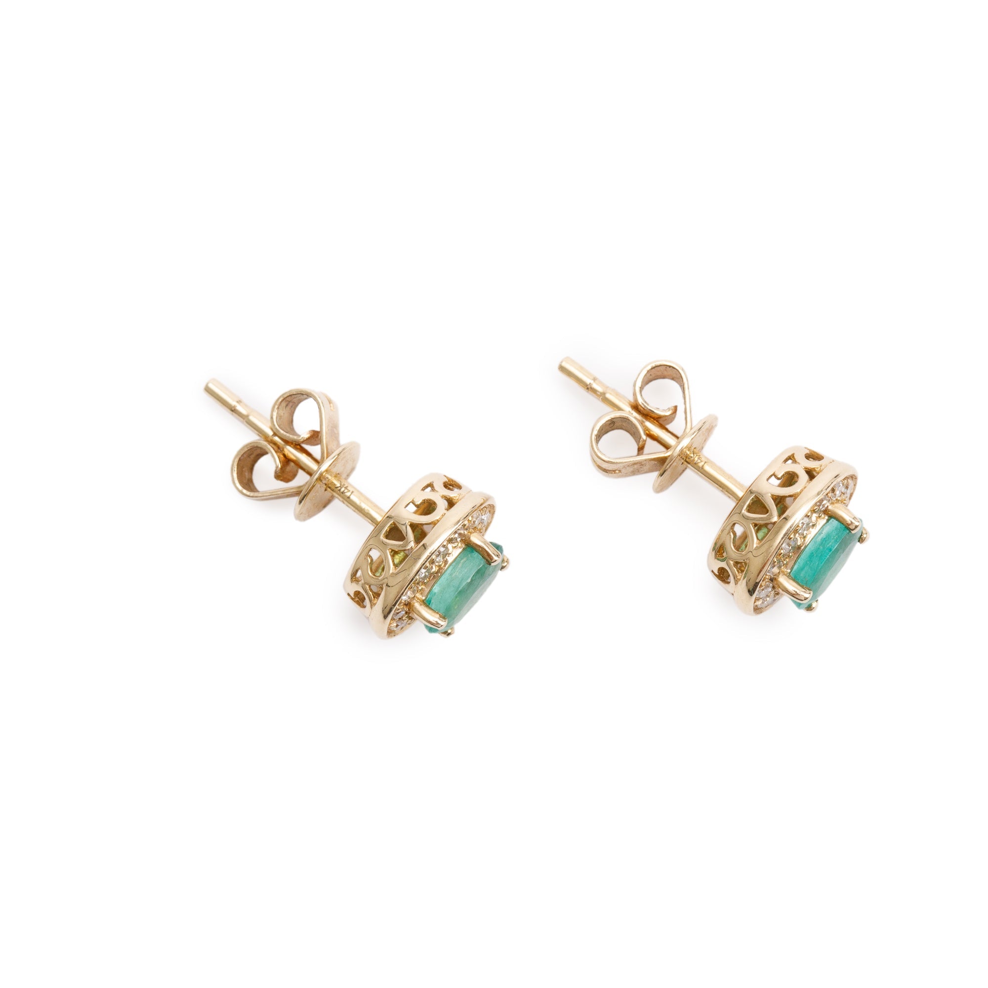 Effy 14k Yellow Gold Emerald & Diamond Stud Earrings