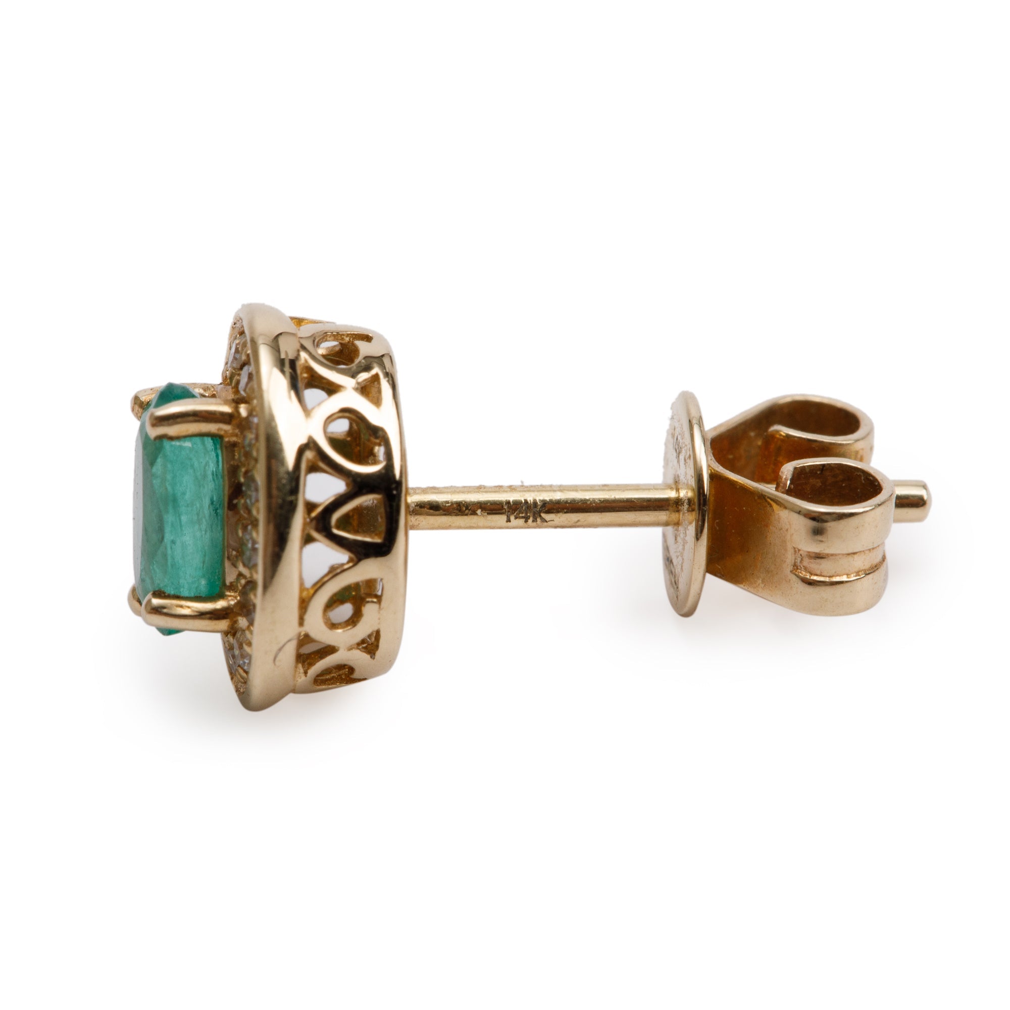 Effy 14k Yellow Gold Emerald & Diamond Stud Earrings