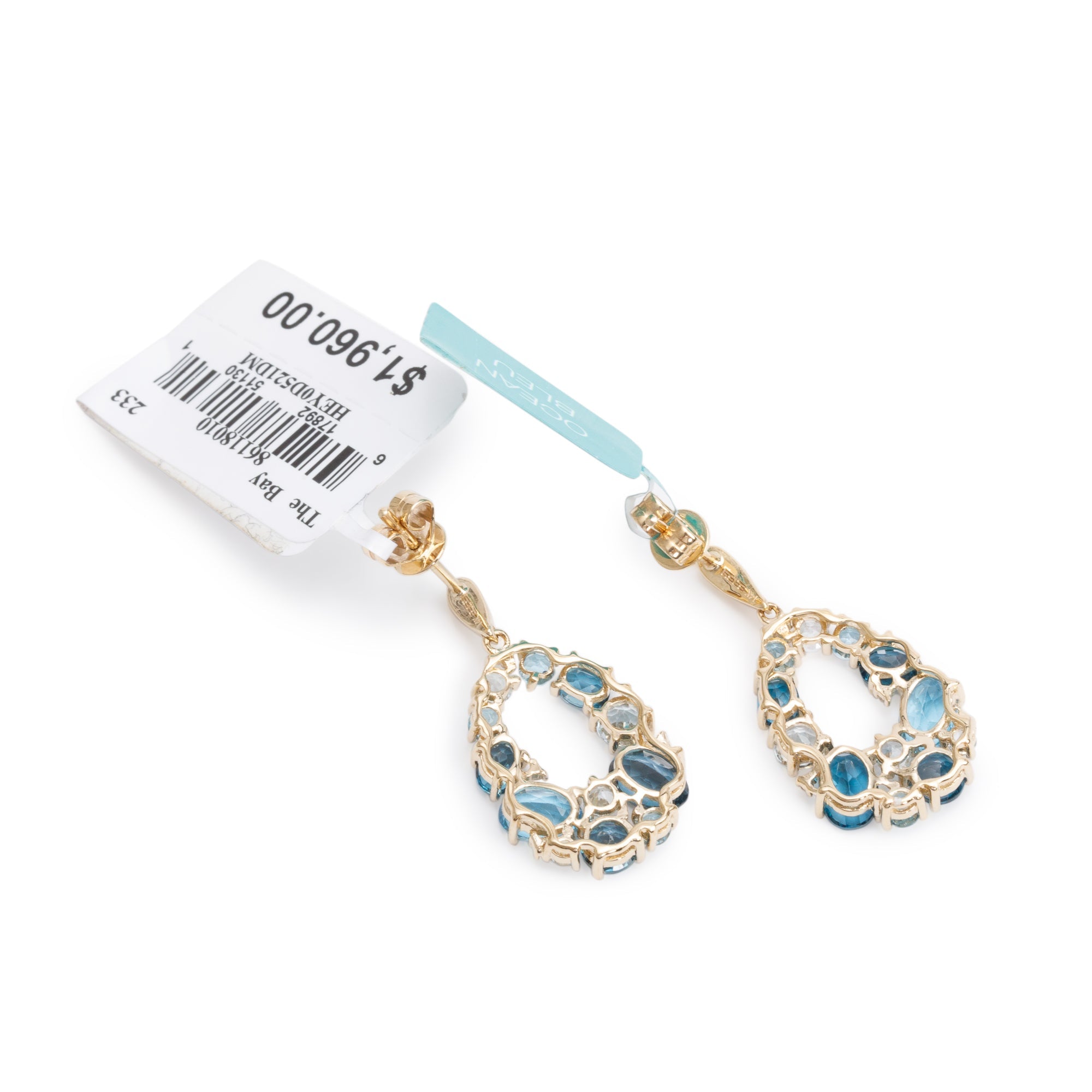 Effy 14k Yellow Gold Multicolor Topaz & Diamond Drop Earrings w/ Box