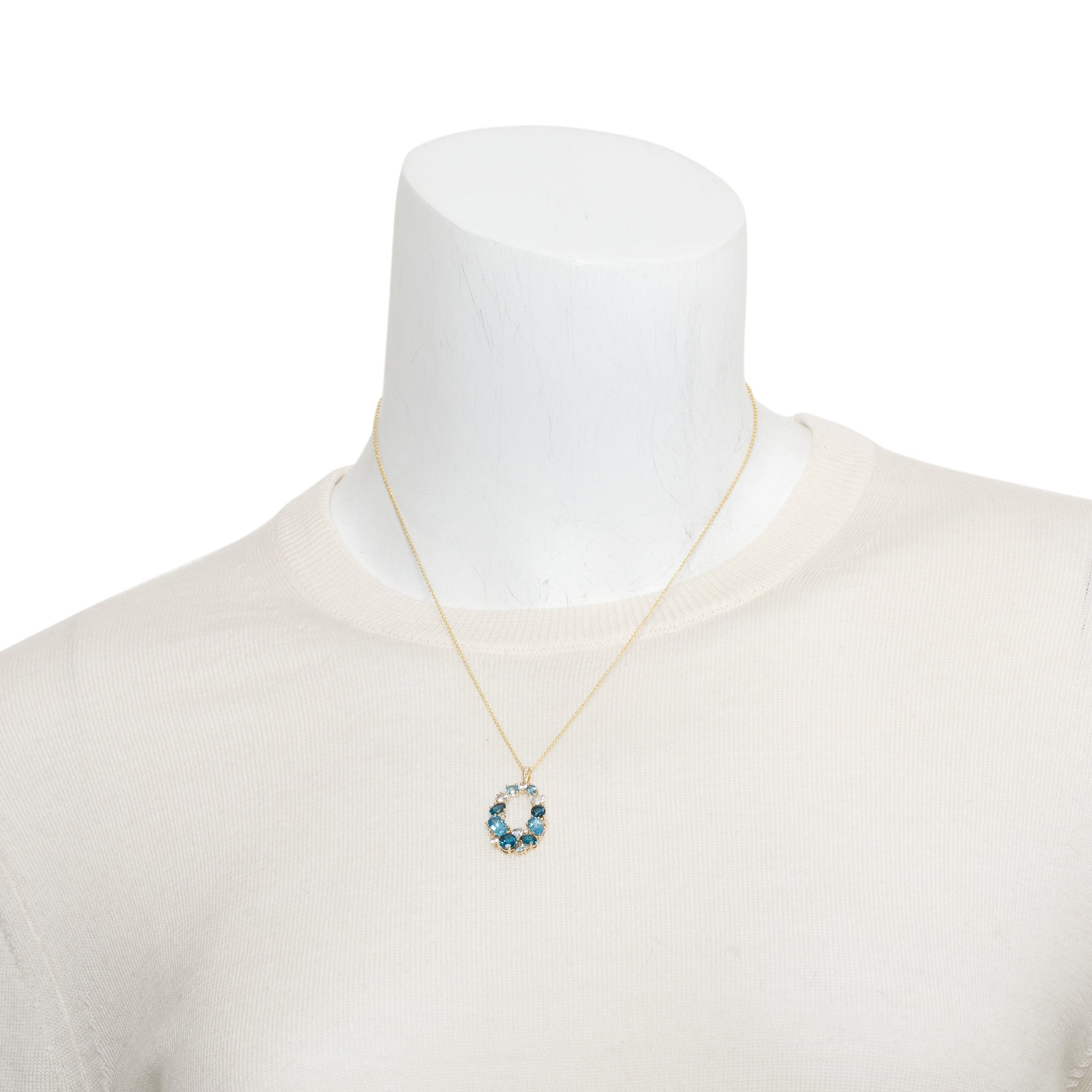 Effy 14k Yellow Gold Multicolor Topaz & Diamond Pendant Necklace w/ Box