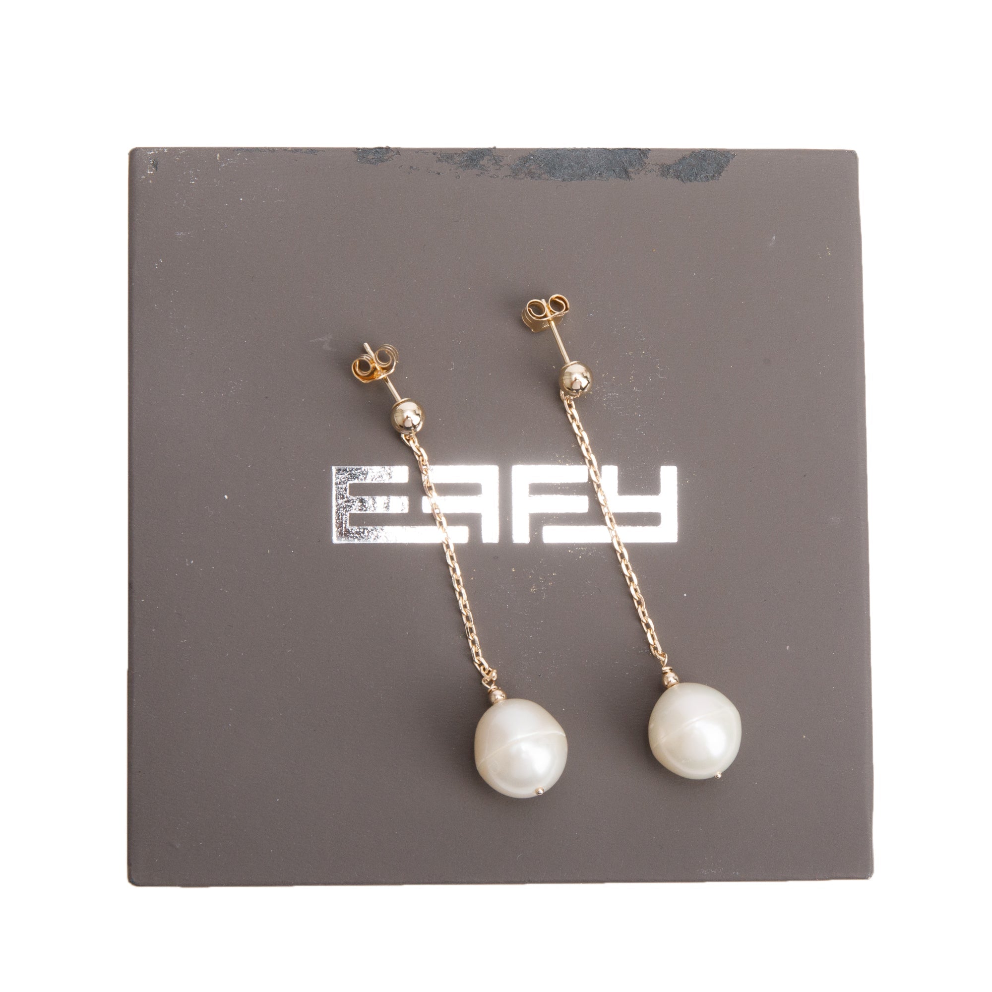 Effy 14k Yellow Gold Pearl Drop Earrings w/ Box
