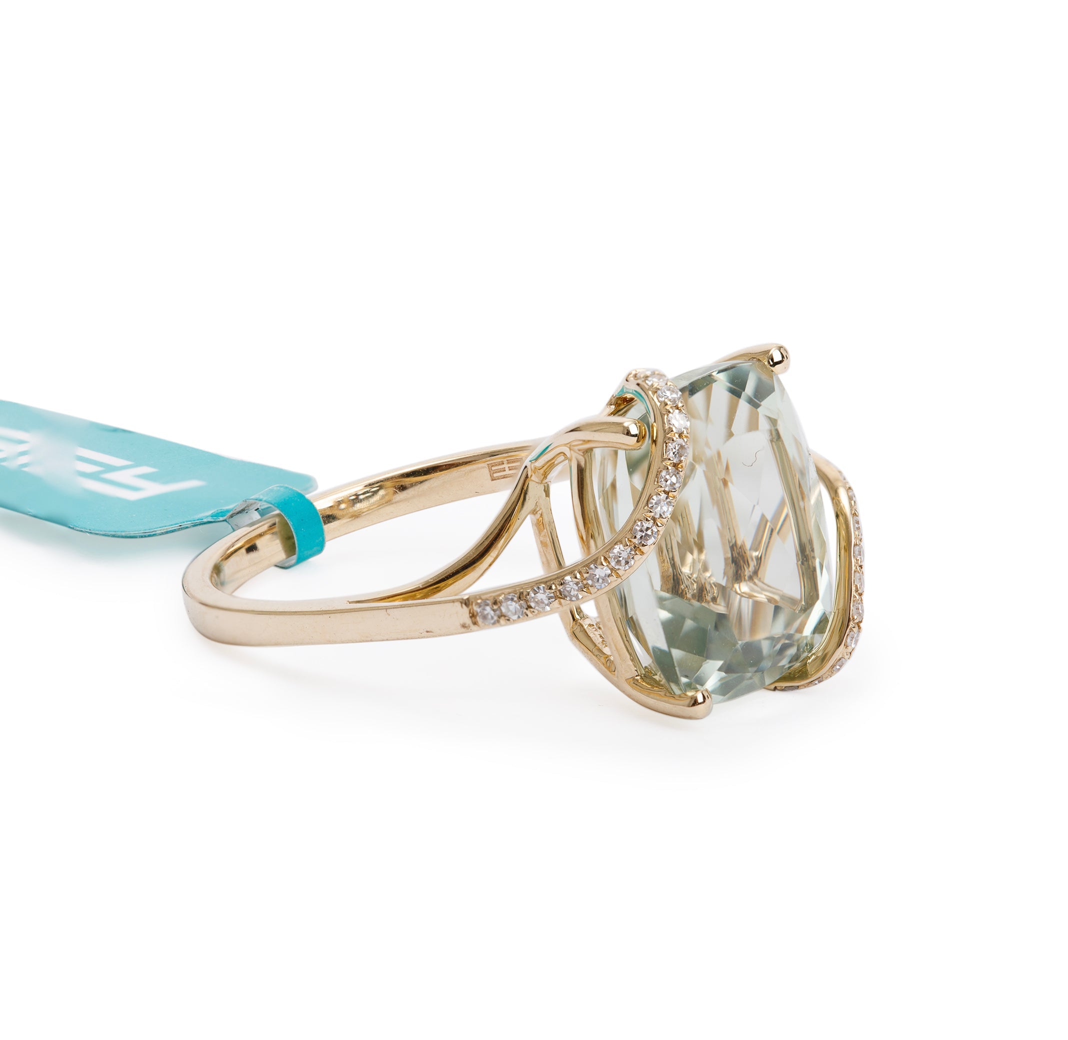 Effy 14k Yellow Gold Prasiolite & Diamond Cocktail Ring, Size 7