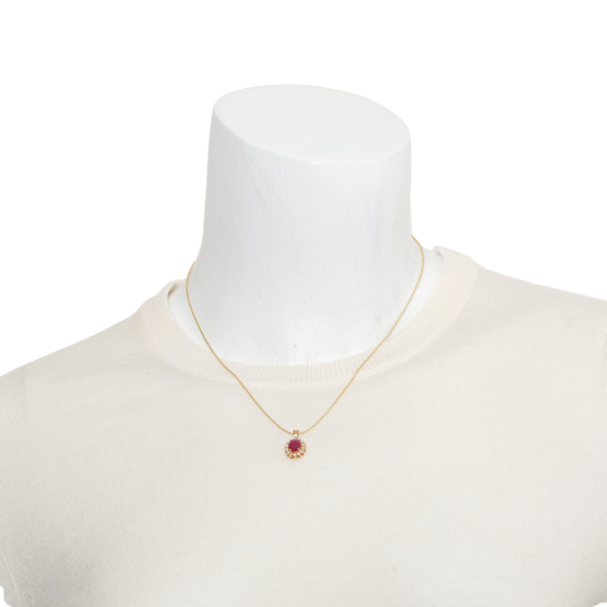Effy 14k Yellow Gold Ruby & Diamond Pendant Necklace