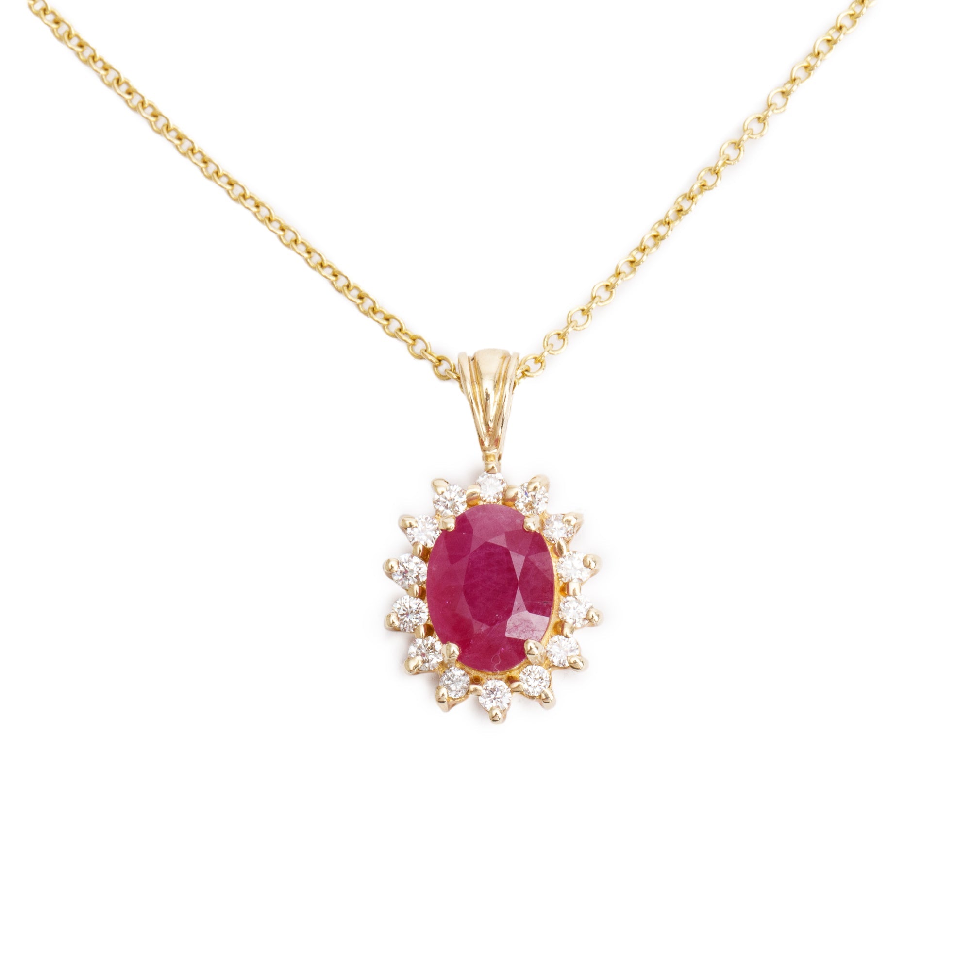 Effy 14k Yellow Gold Ruby & Diamond Pendant Necklace