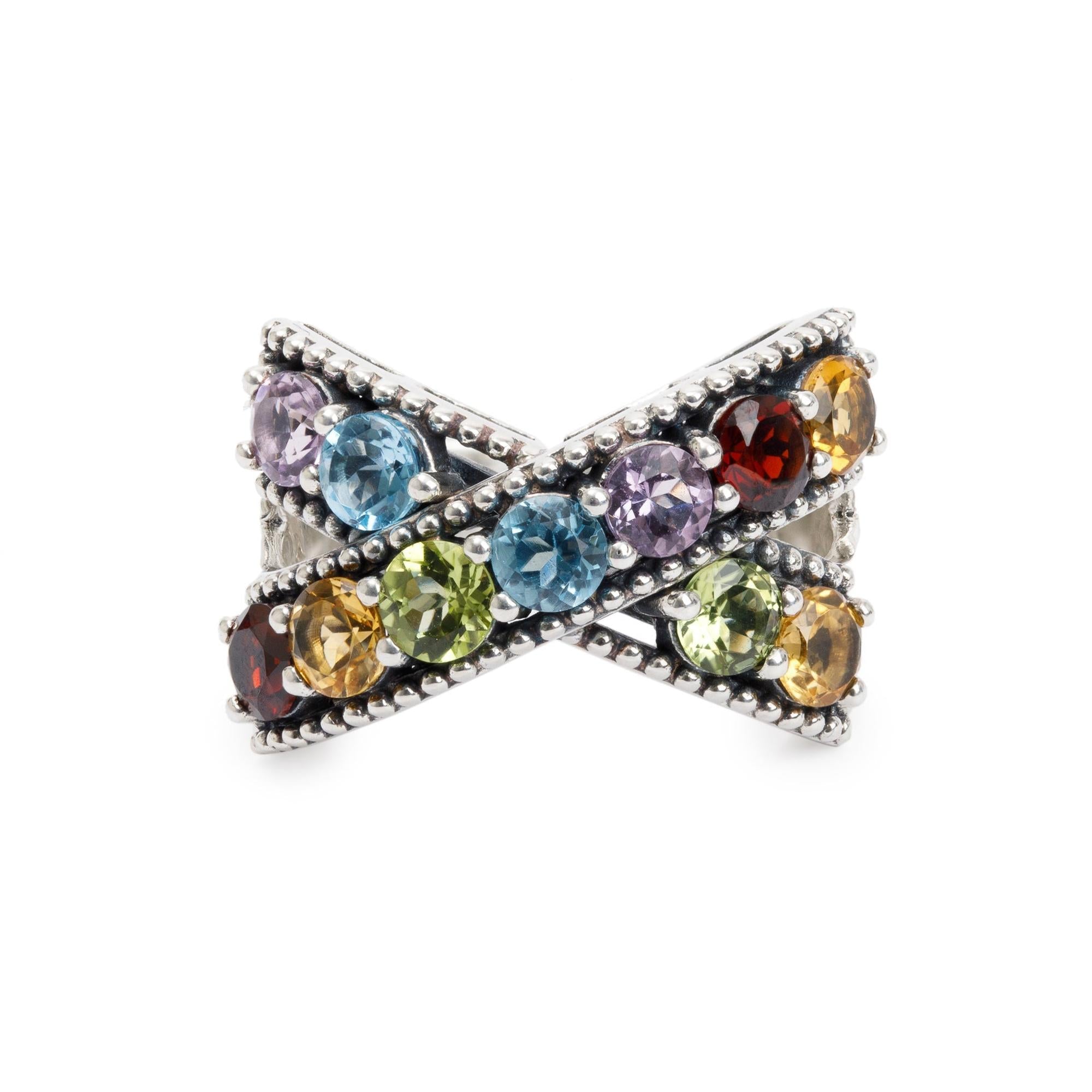 Effy Sterling Silver Multi-Gemstone Cocktail Ring, Size 7