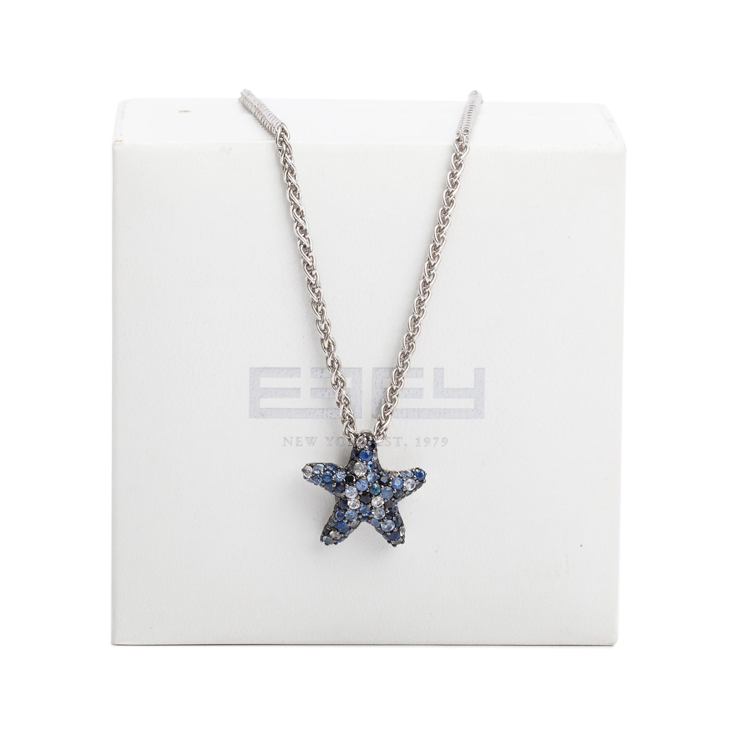 Effy Sterling Silver Sapphire Star Pendant Necklace w/ Box