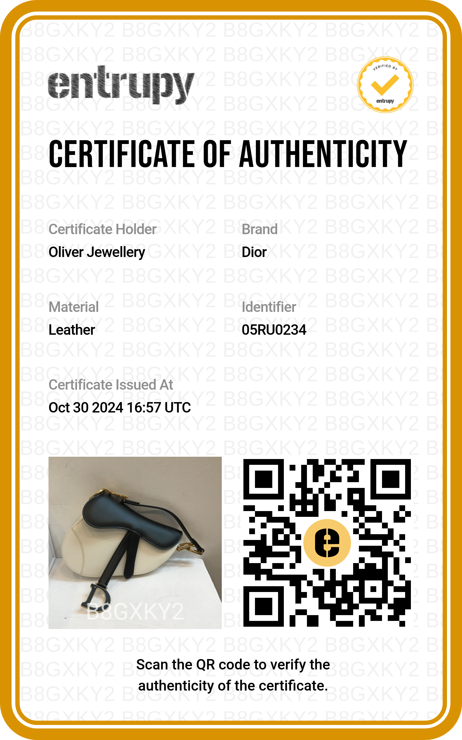 Christian Dior 2024 Black & White Calfskin Leather Mini Saddle Bag w/ Strap, Box & Authenticity Card