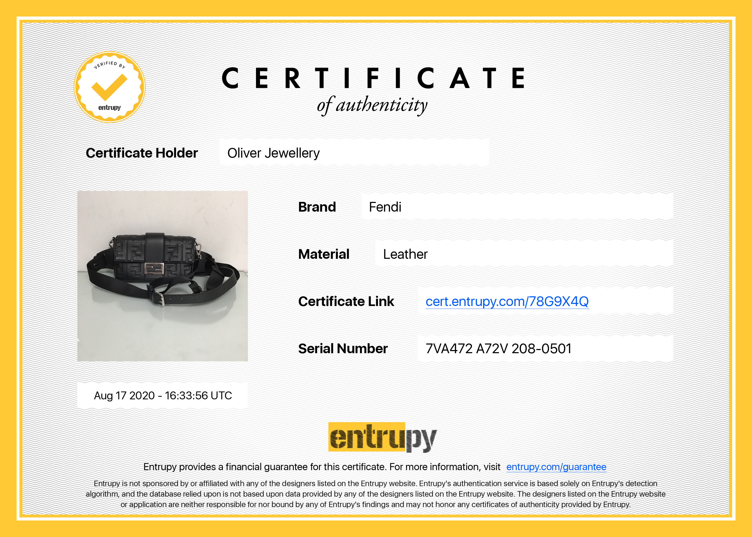 Fendi 2020 FF Zucca Logo Baguette Bag w/ Box