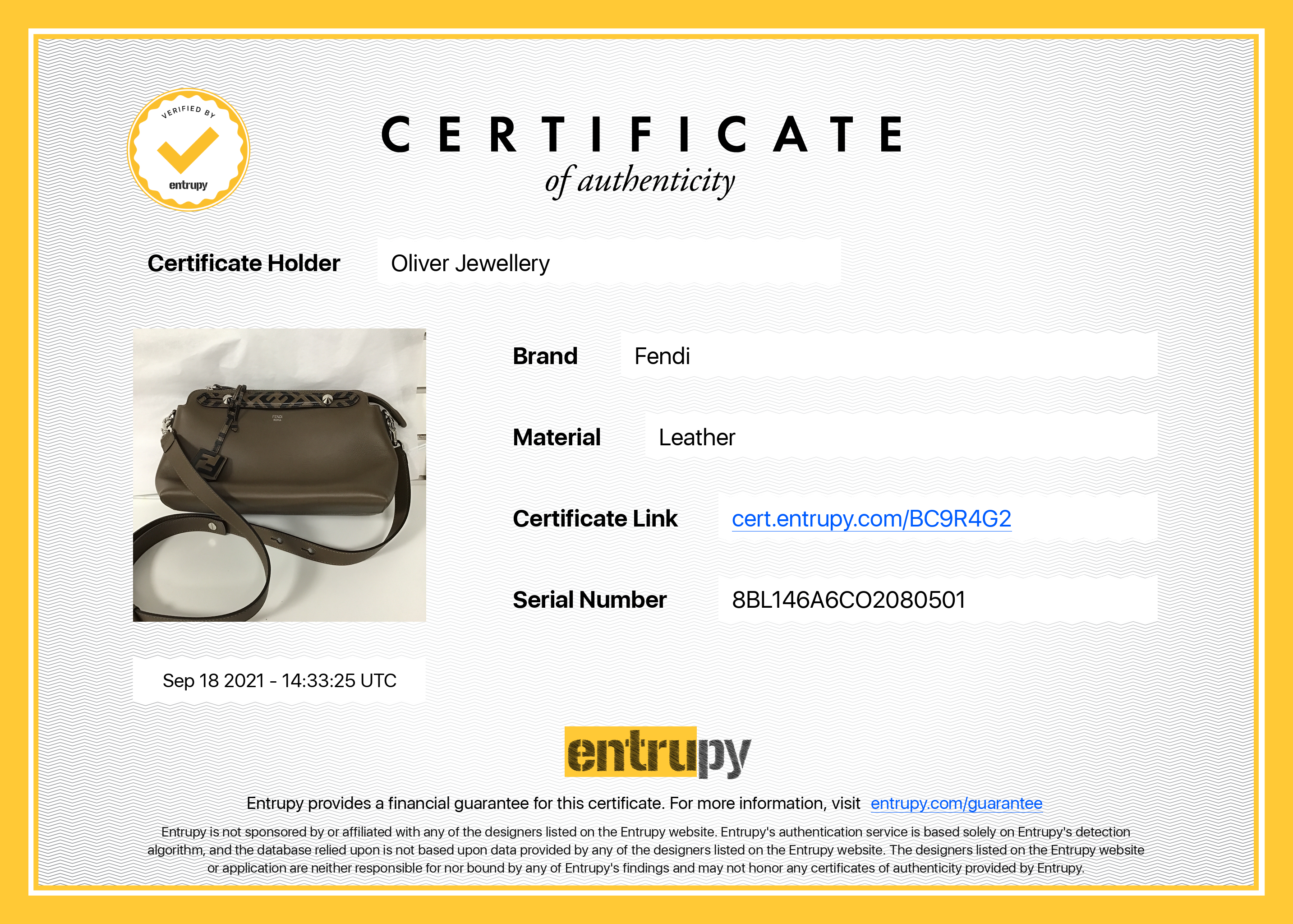 Fendi 2021 Medium By the Way Leather & Zucca Satchel w/ Receipt