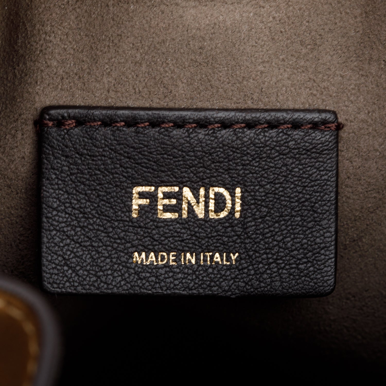 Fendi 2021 Neutral FF Wool Tan Calfskin Leather Mini Mon Tresor Bucket Bag w/ Strap