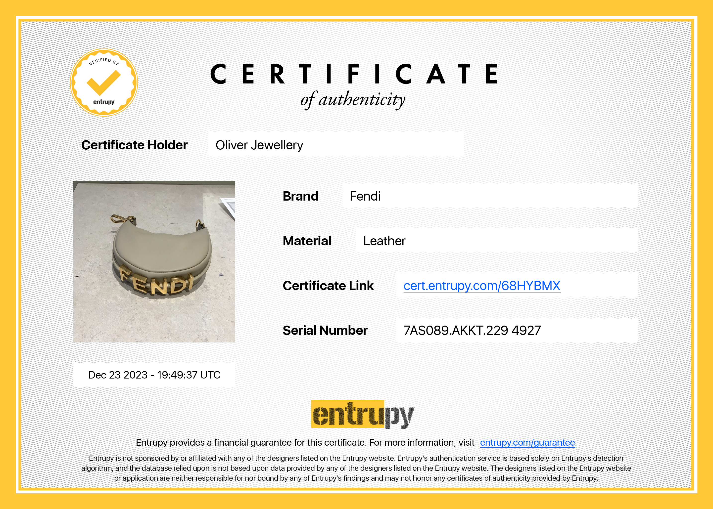 Fendi 2022 Beige Calfskin Leather Nano Fendigraphy Bag w/ Box