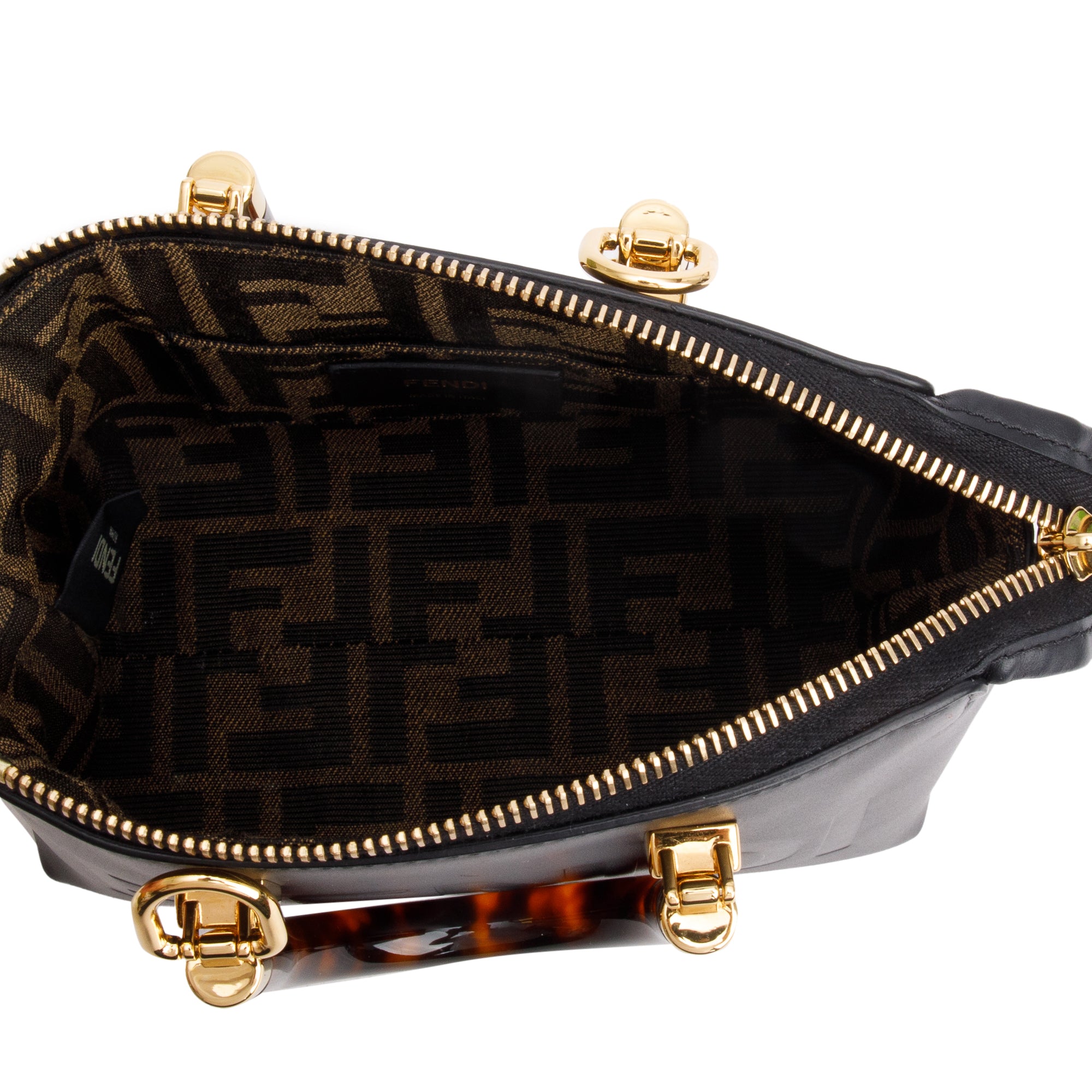 Fendi 2022 Black Leather By the Way Mini Boston Bag w/ Box