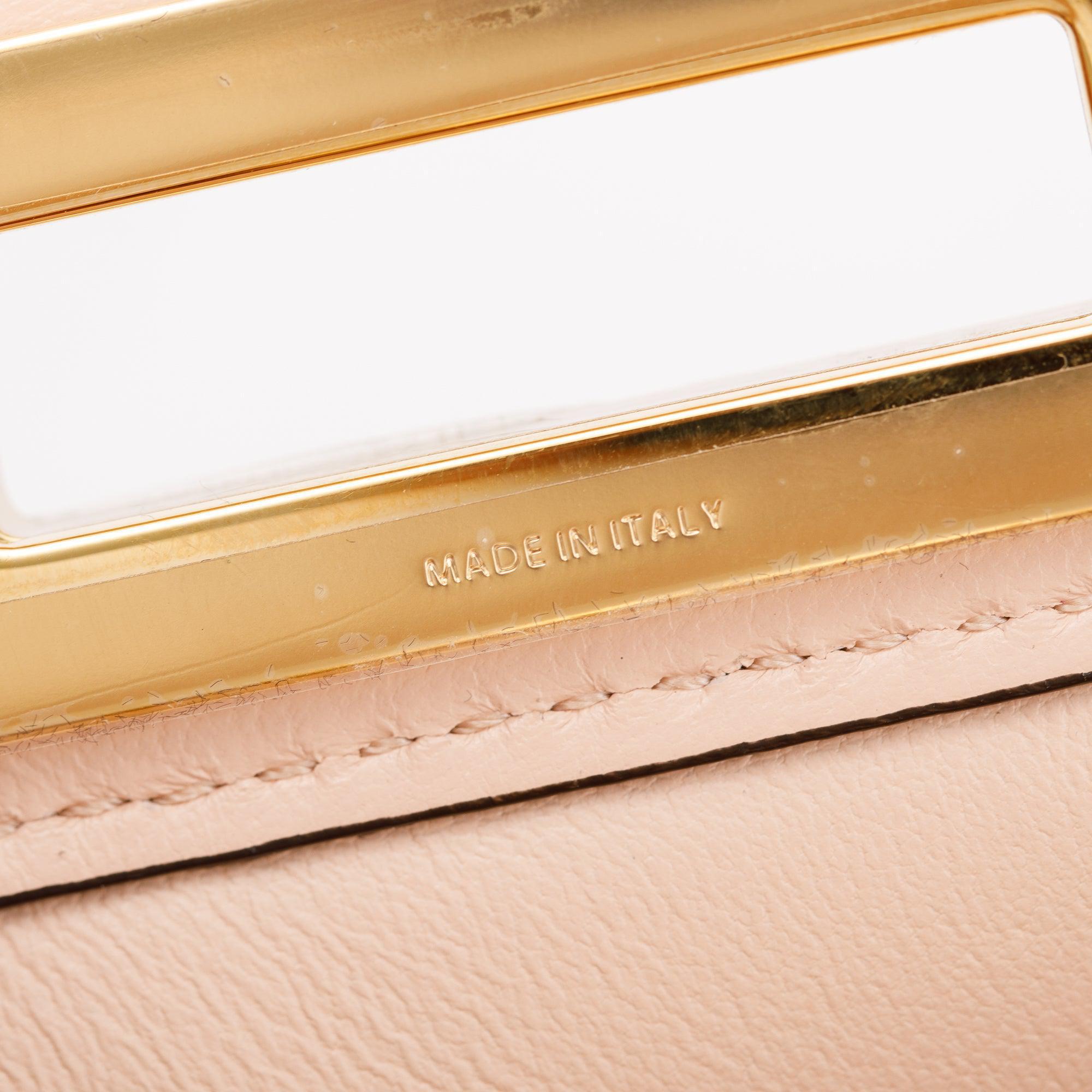 Fendi 2022 Pink Calfskin Leather Medium Peekaboo Bag with Tortoise Detail w/ Strap & Box