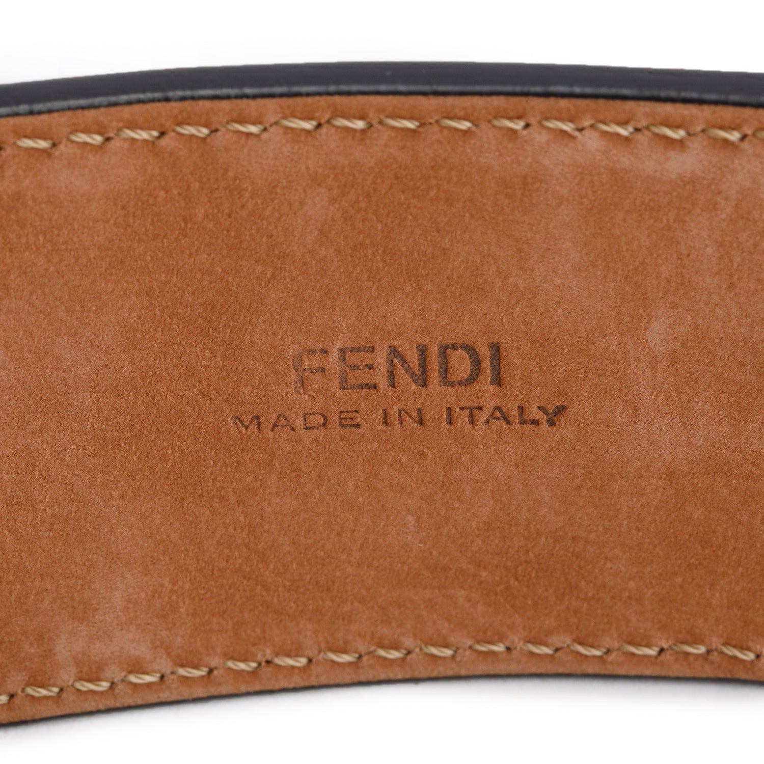 Fendi Black FF Embossed Leather Round Buckle Belt 90 36