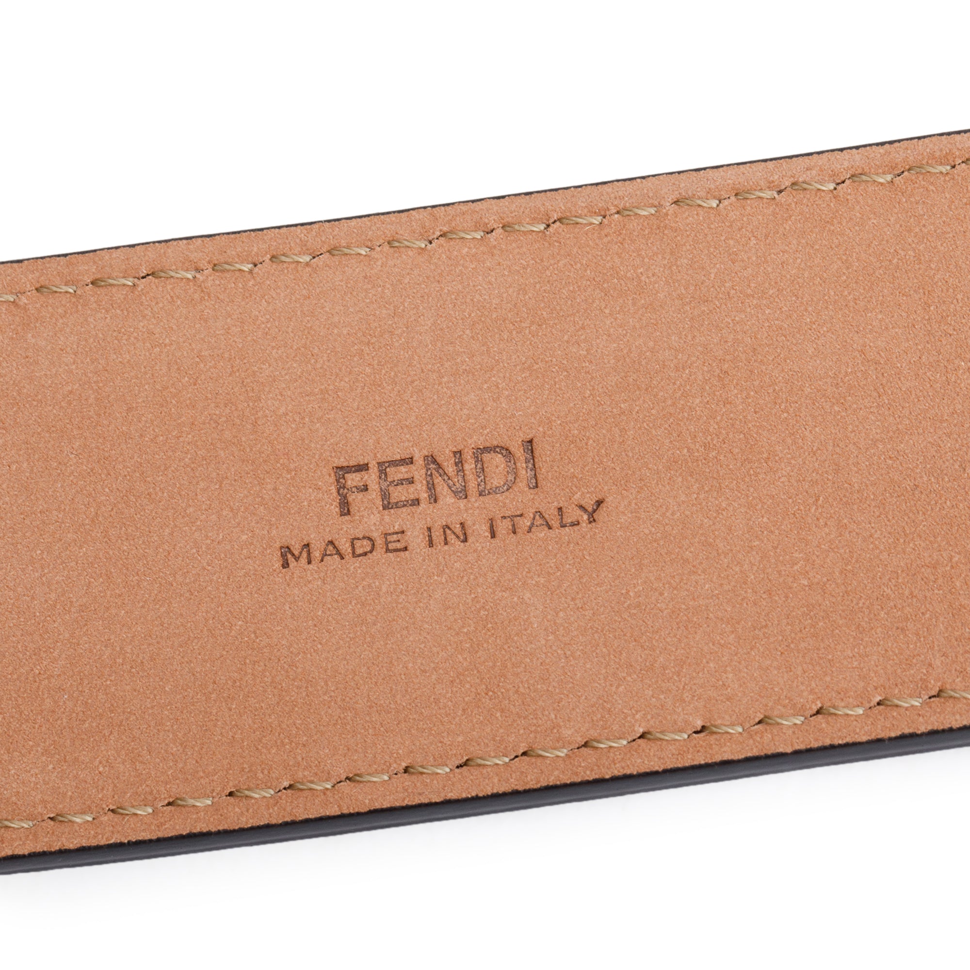 Fendi Black Calfskin Leather Rectangle FF Buckle Belt 85 34
