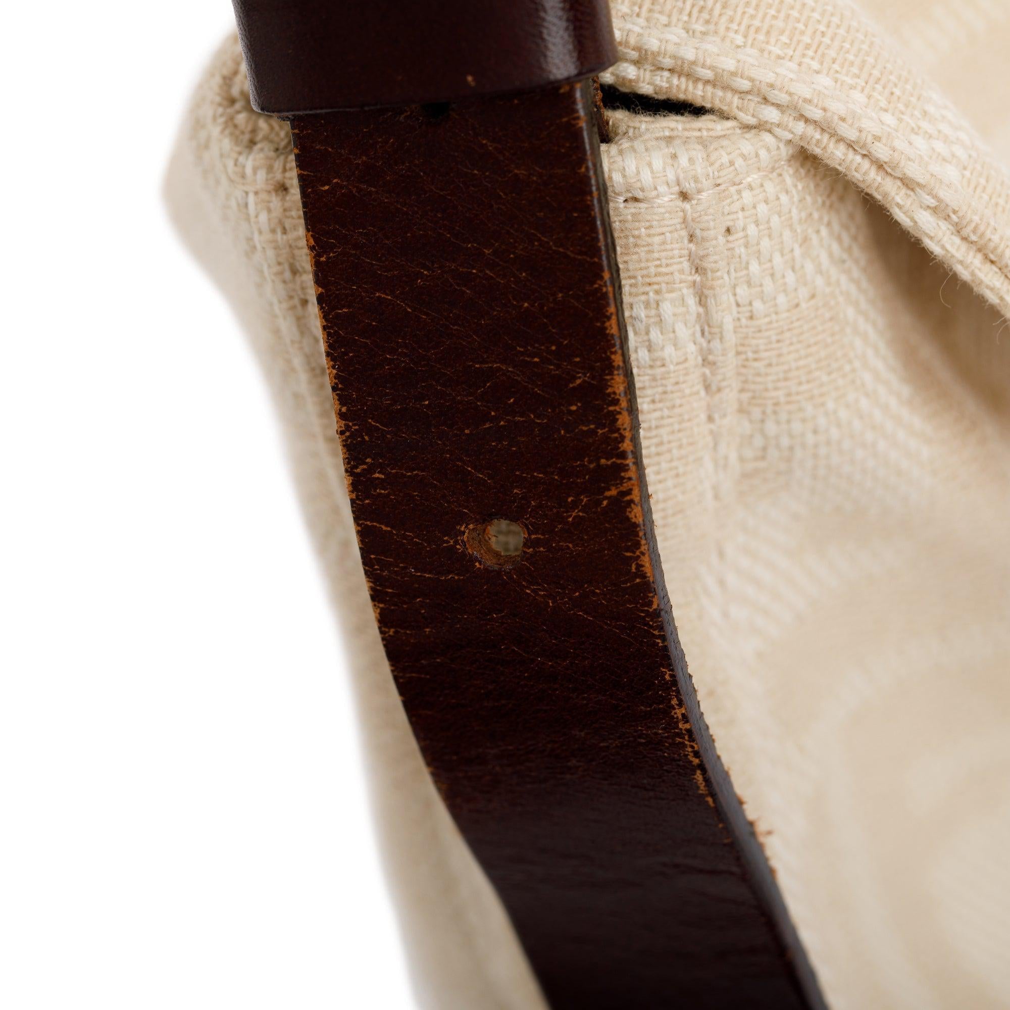 Fendi Beige FF Zucca Canvas Brown Leather Trim Baguette Shoulder Bag