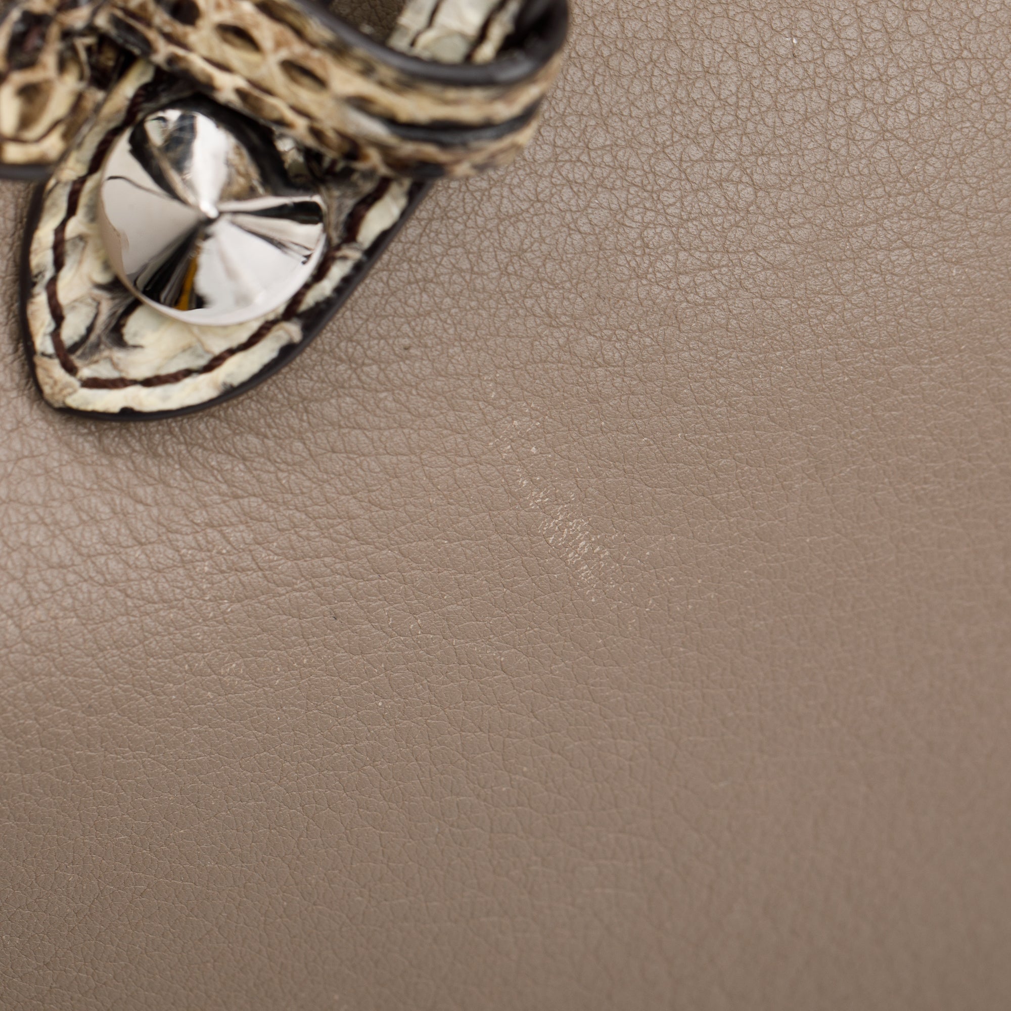 Fendi Beige Leather Python-Trimmed Medium By the Way Handle Bag with Box and Dustbag