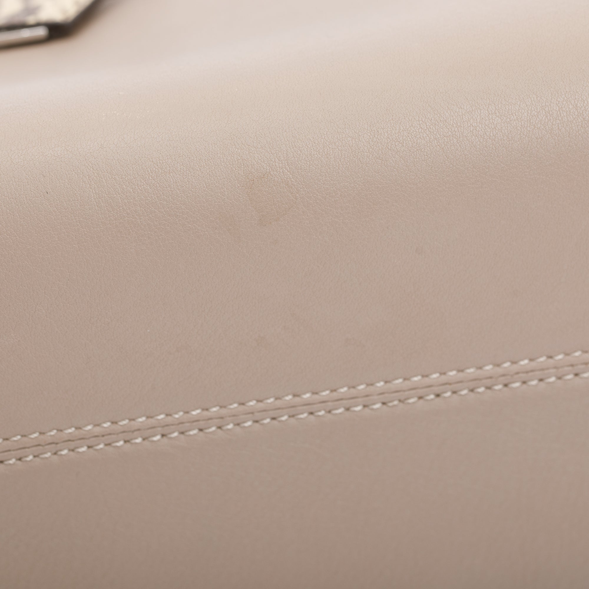 Fendi Beige Leather Python-Trimmed Medium By the Way Handle Bag with Box and Dustbag