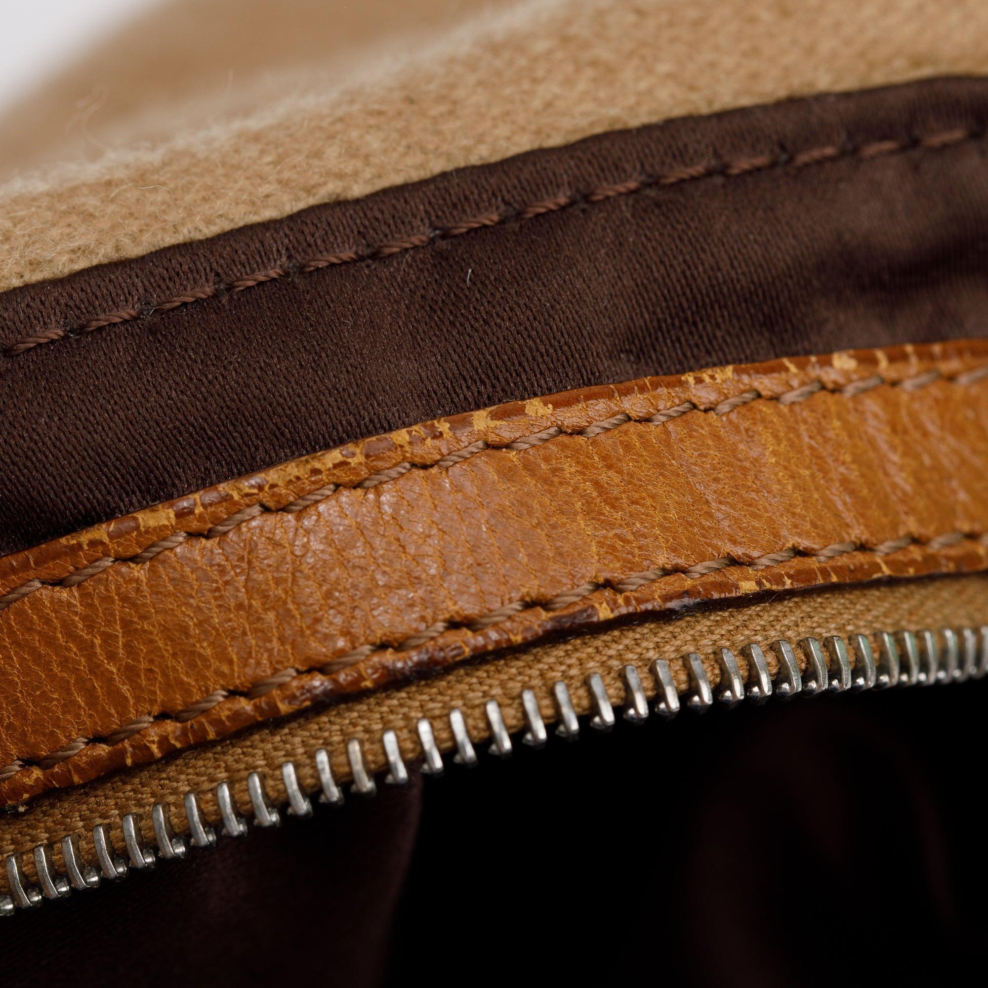 Fendi Beige Wool Tan Leather Trim Mama Forever Baguette Shoulder Bag