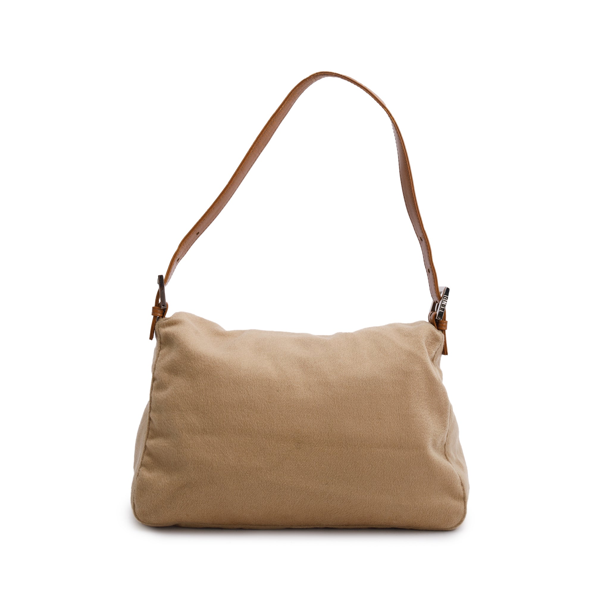 Fendi Beige Wool Tan Leather Trim Mama Forever Baguette Shoulder Bag