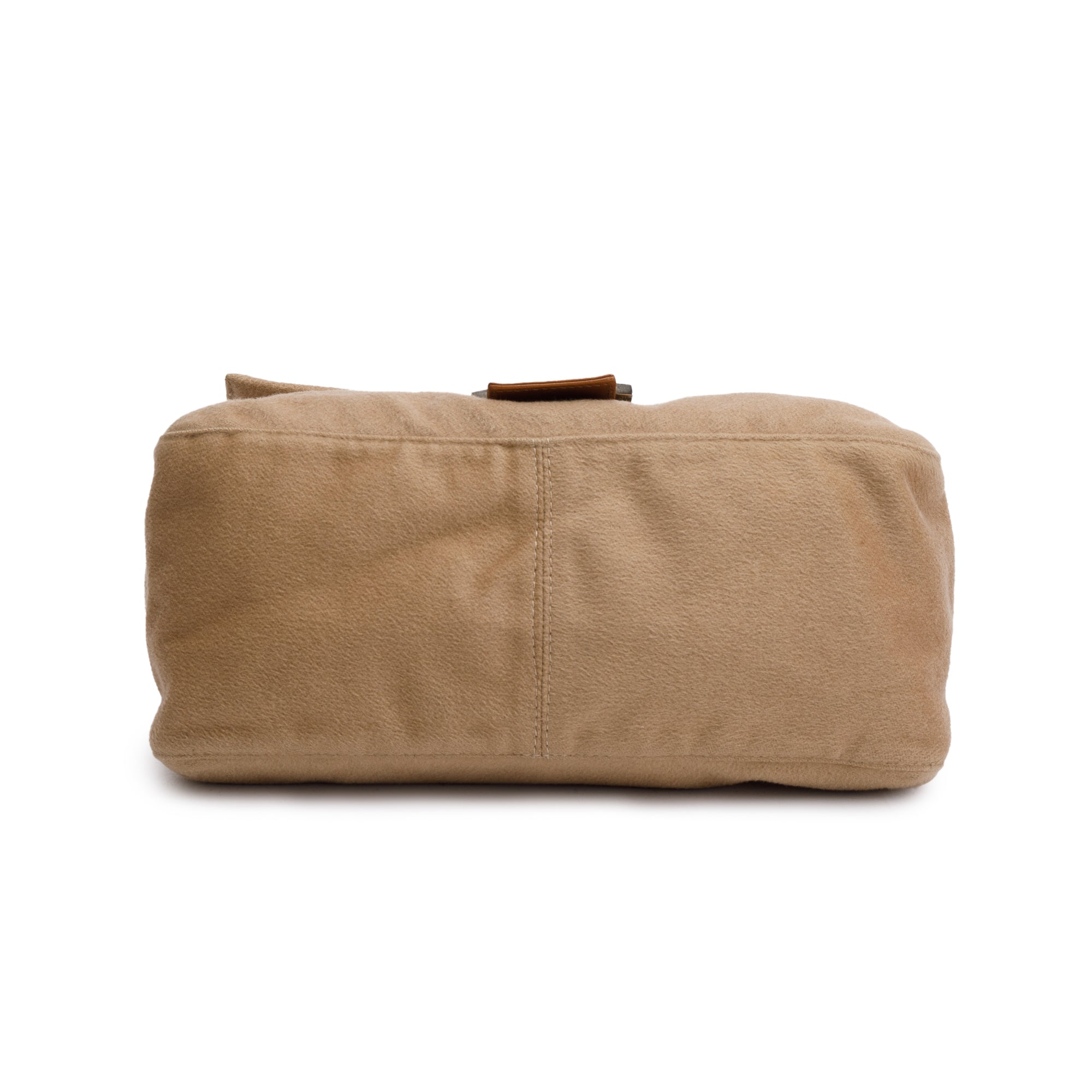 Fendi Beige Wool Tan Leather Trim Mama Forever Baguette Shoulder Bag