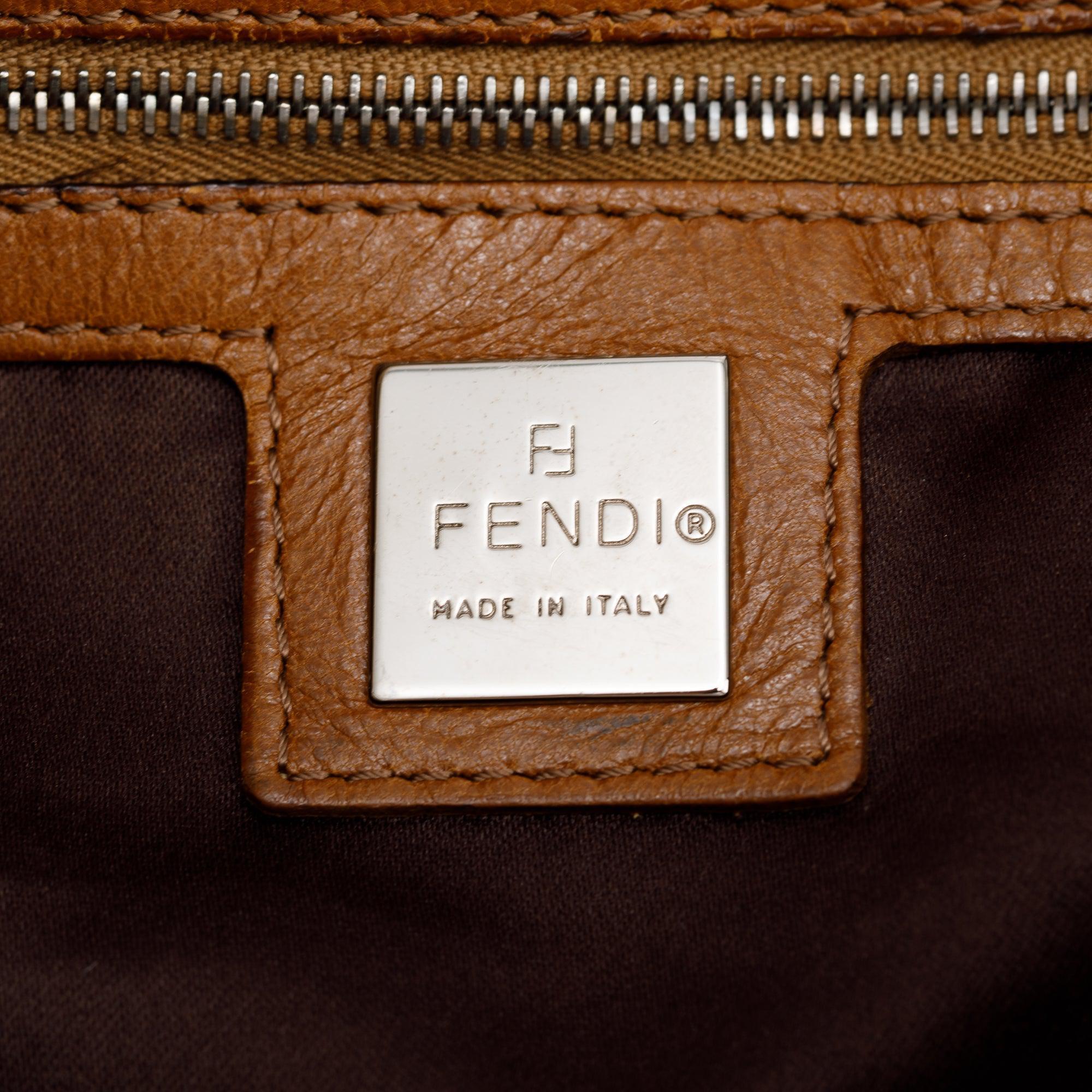 Fendi Beige Wool Tan Leather Trim Mama Forever Baguette Shoulder Bag