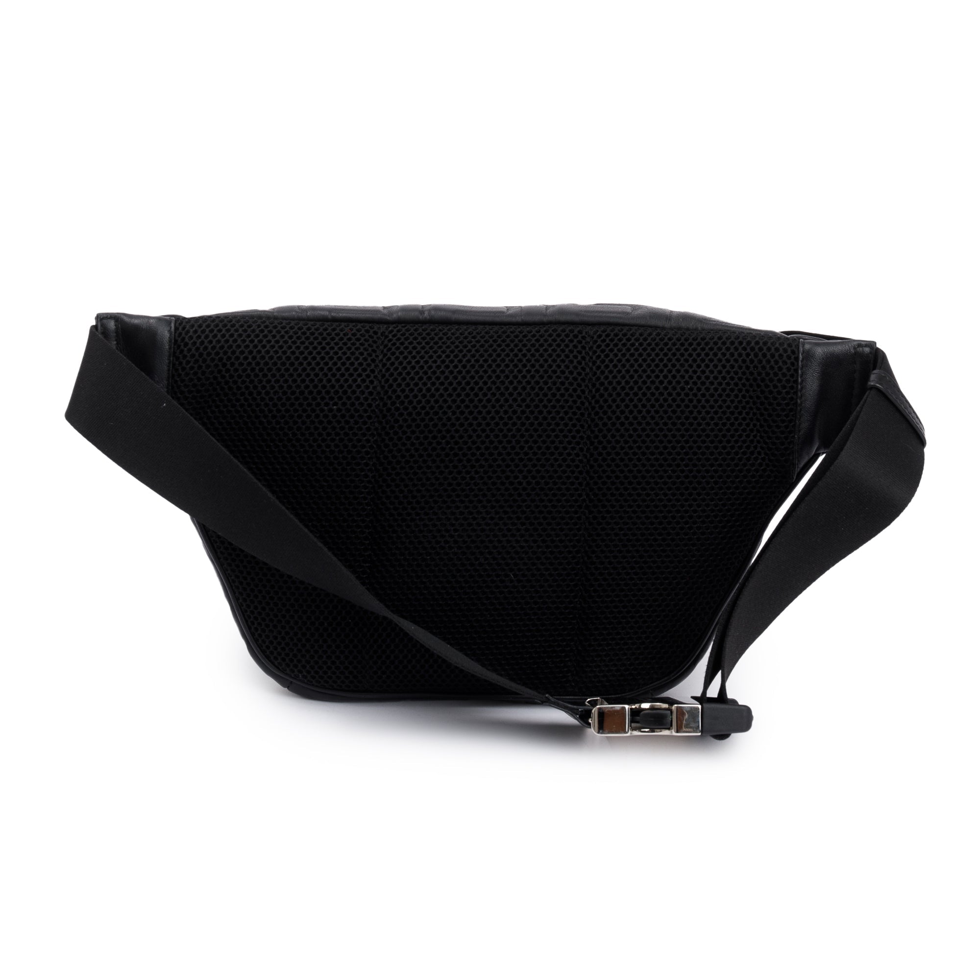 Fendi Black Calfskin Leather Embossed FF Belt Bag