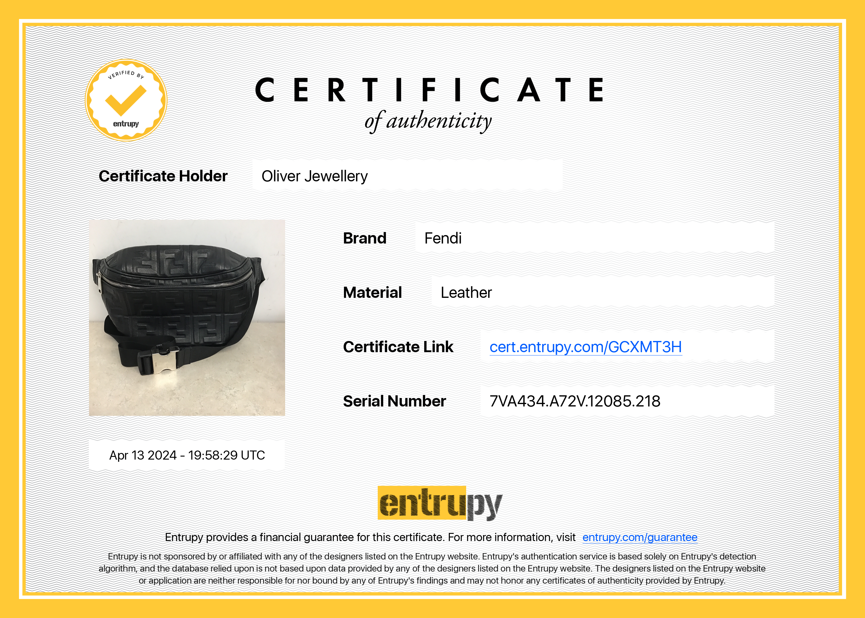 Fendi Black Calfskin Leather Embossed FF Belt Bag