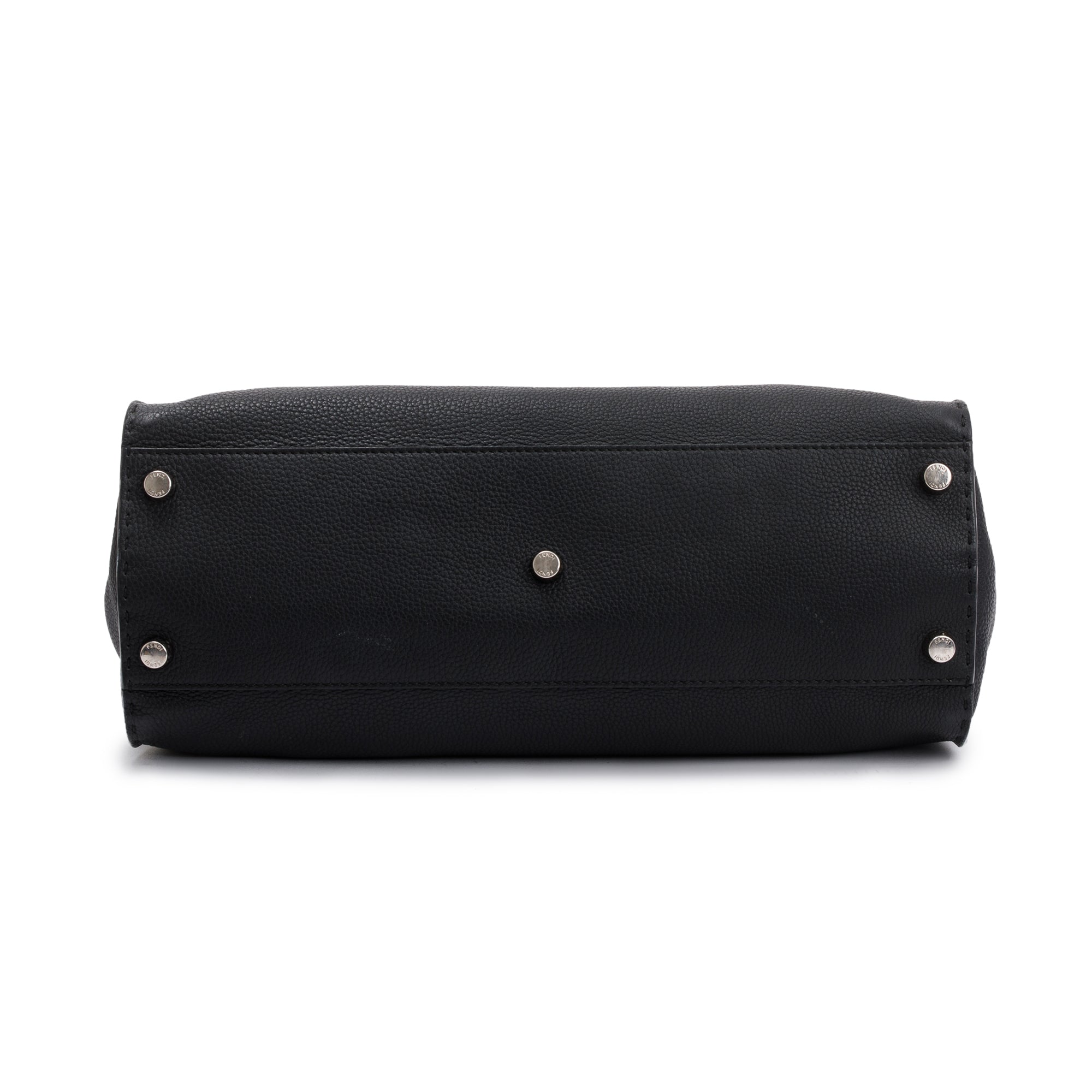 Fendi Black Calfskin Leather Faces XL Peekaboo Bag w/ Strap