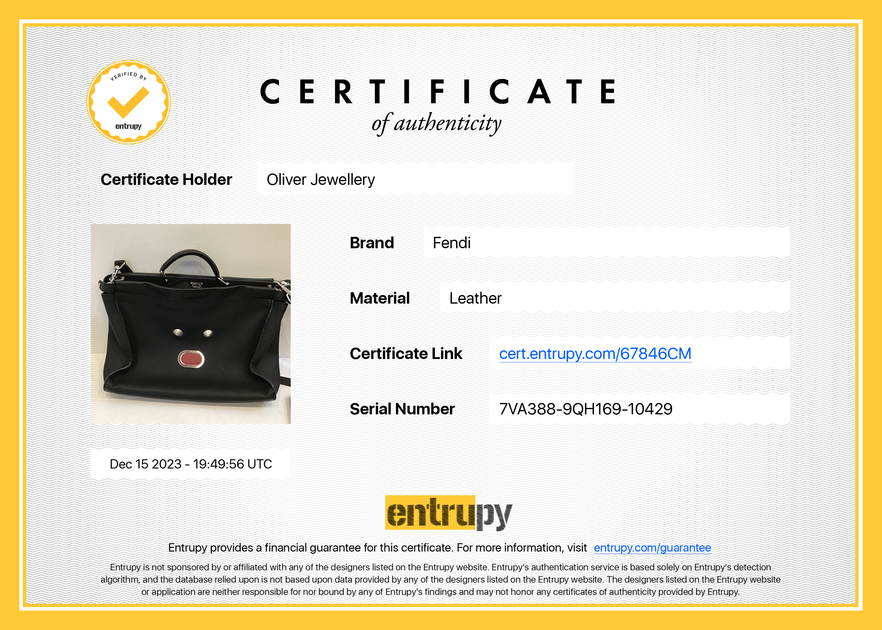 Fendi Black Calfskin Leather Faces XL Peekaboo Bag w/ Strap