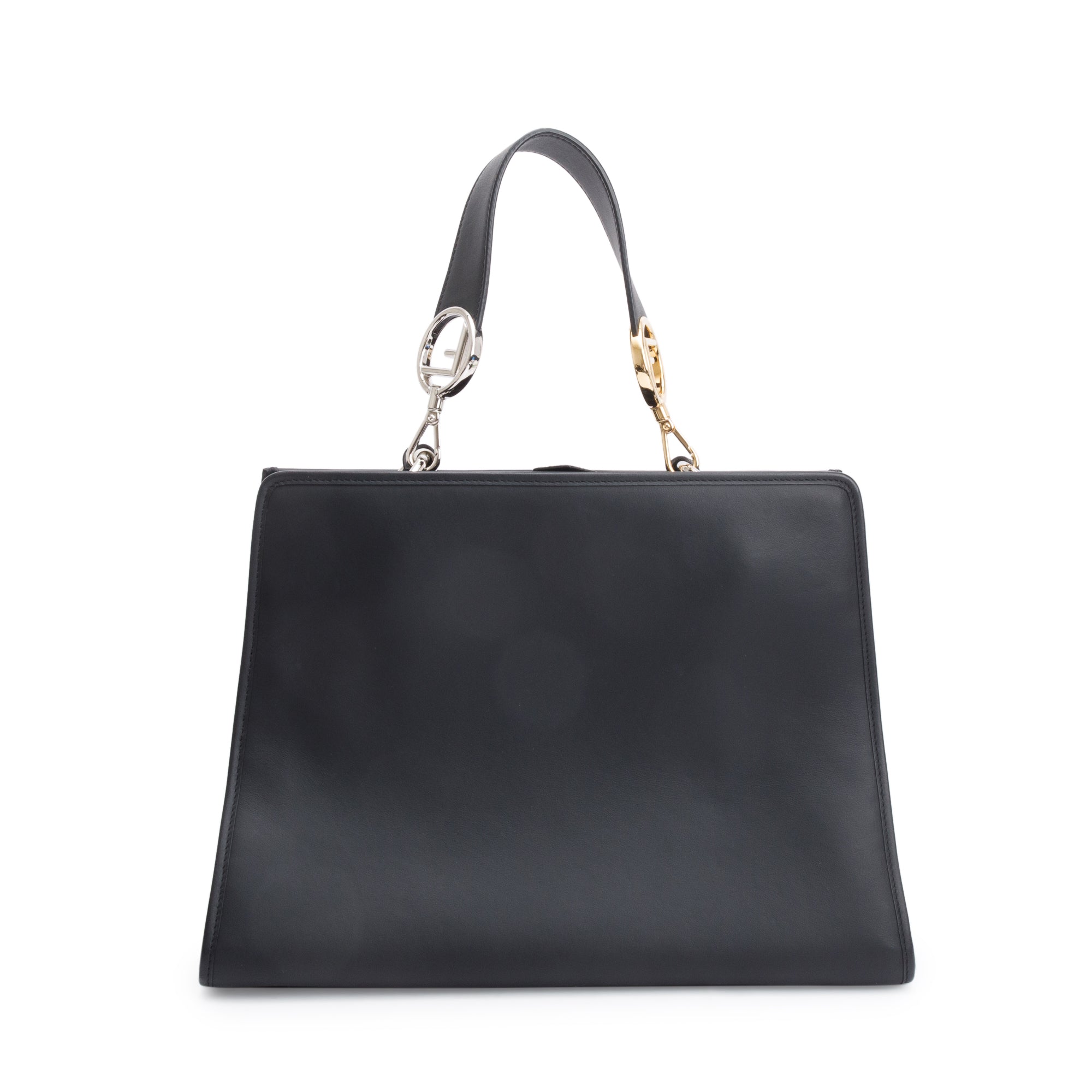 Fendi Black Calfskin Leather Medium F is Fendi Runaway Bag w/ Strap