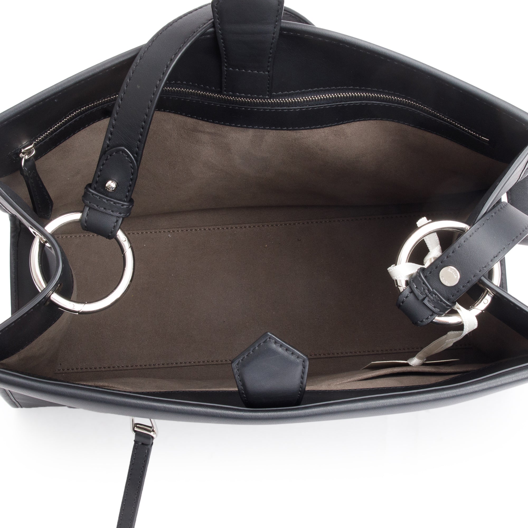 Fendi Black Calfskin Leather Medium F is Fendi Runaway Bag w/ Strap