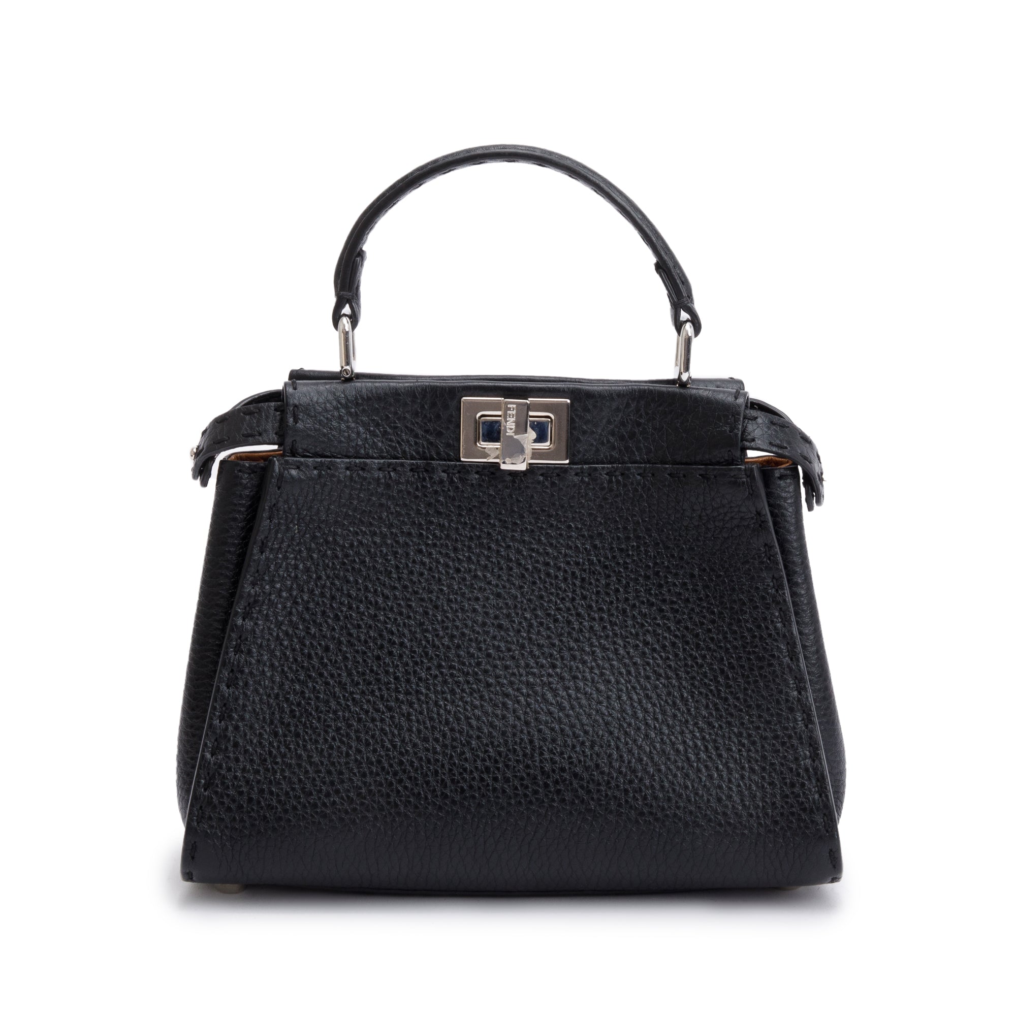 Fendi Black Calfskin Leather Mini Peekaboo ISeeU Bag w/ Strap