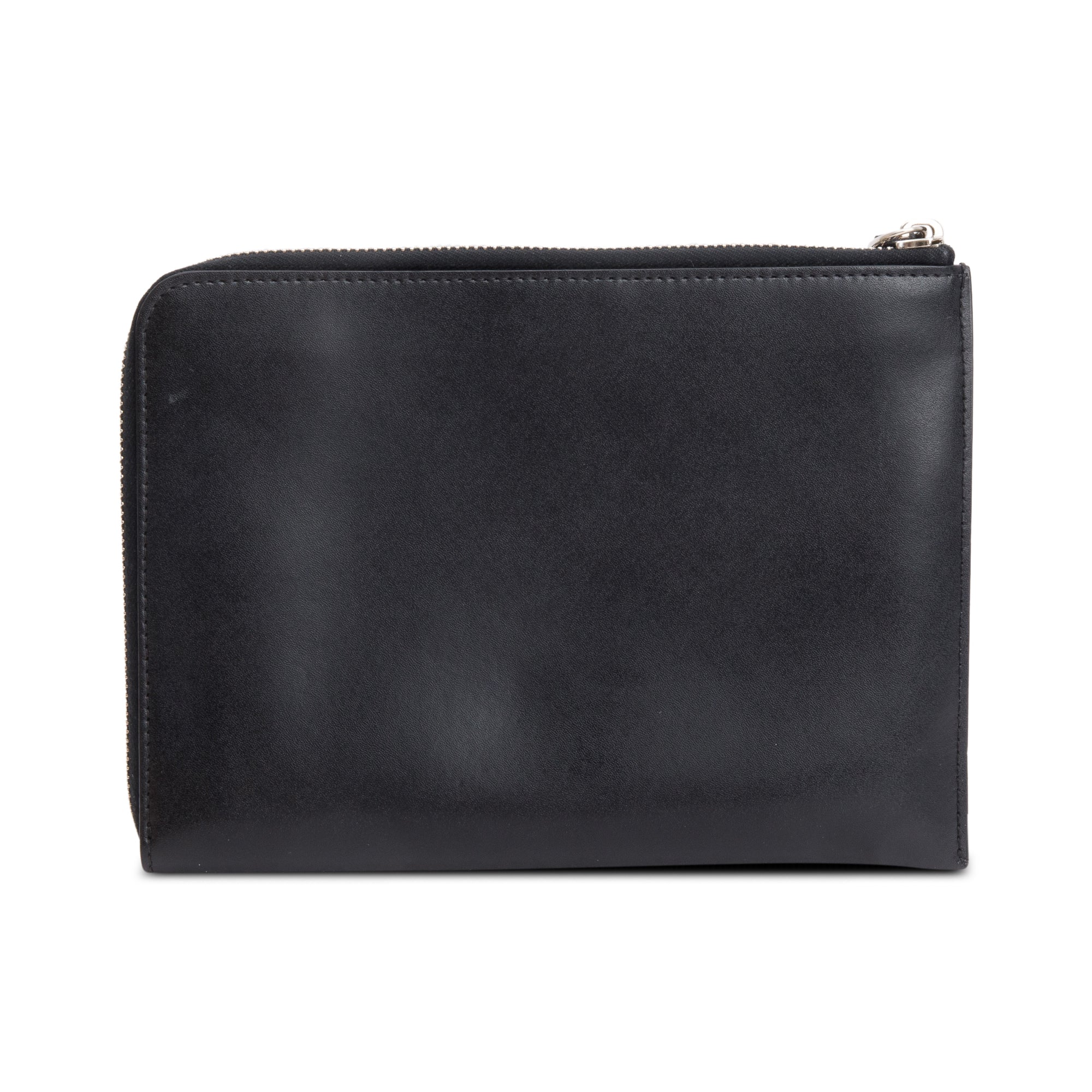 Fendi Black Calfskin Leather Studded Heart Zip Around Clutch w/ Box