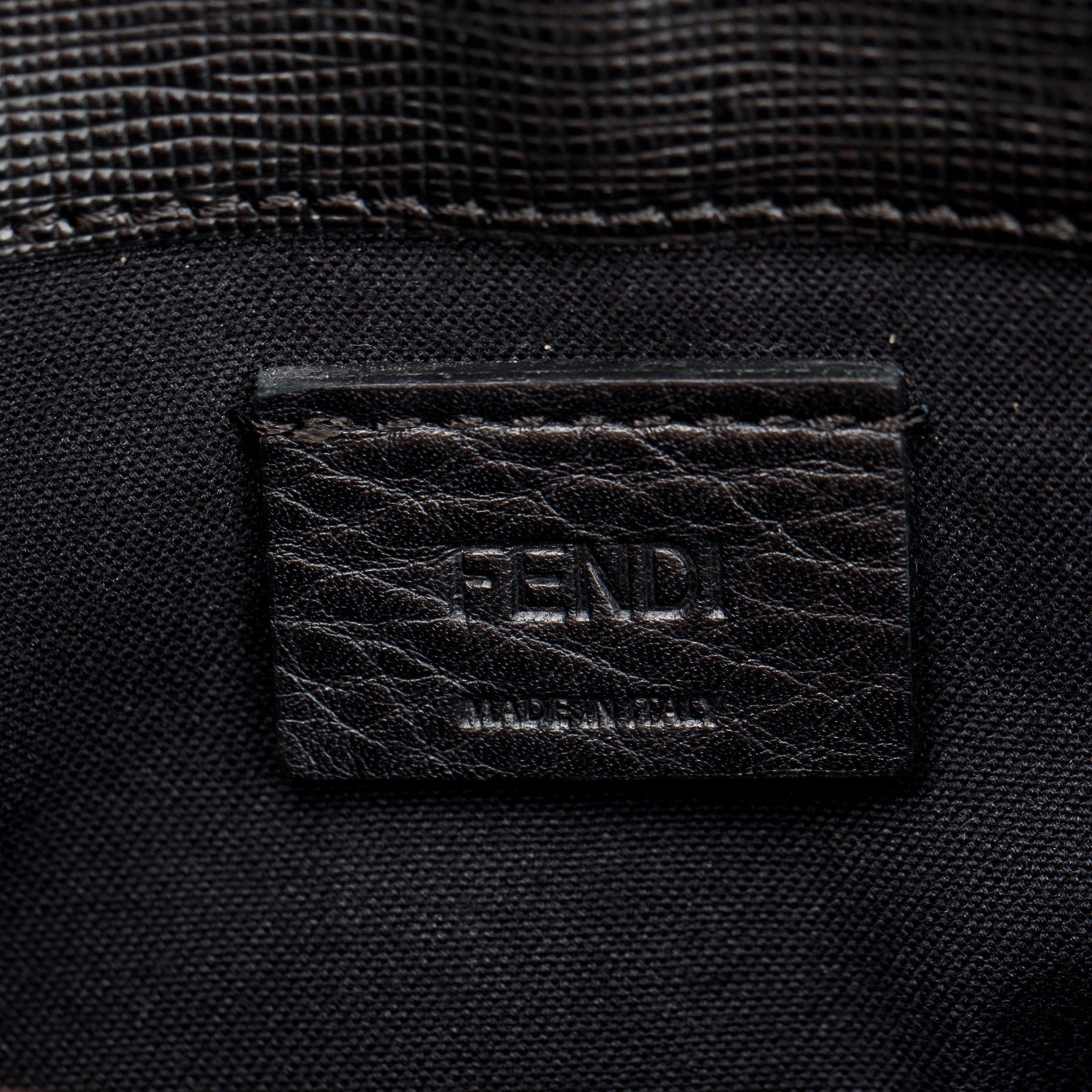 Fendi Black Calfskin Leather Studded Karlito Wallet on Chain w/ Box