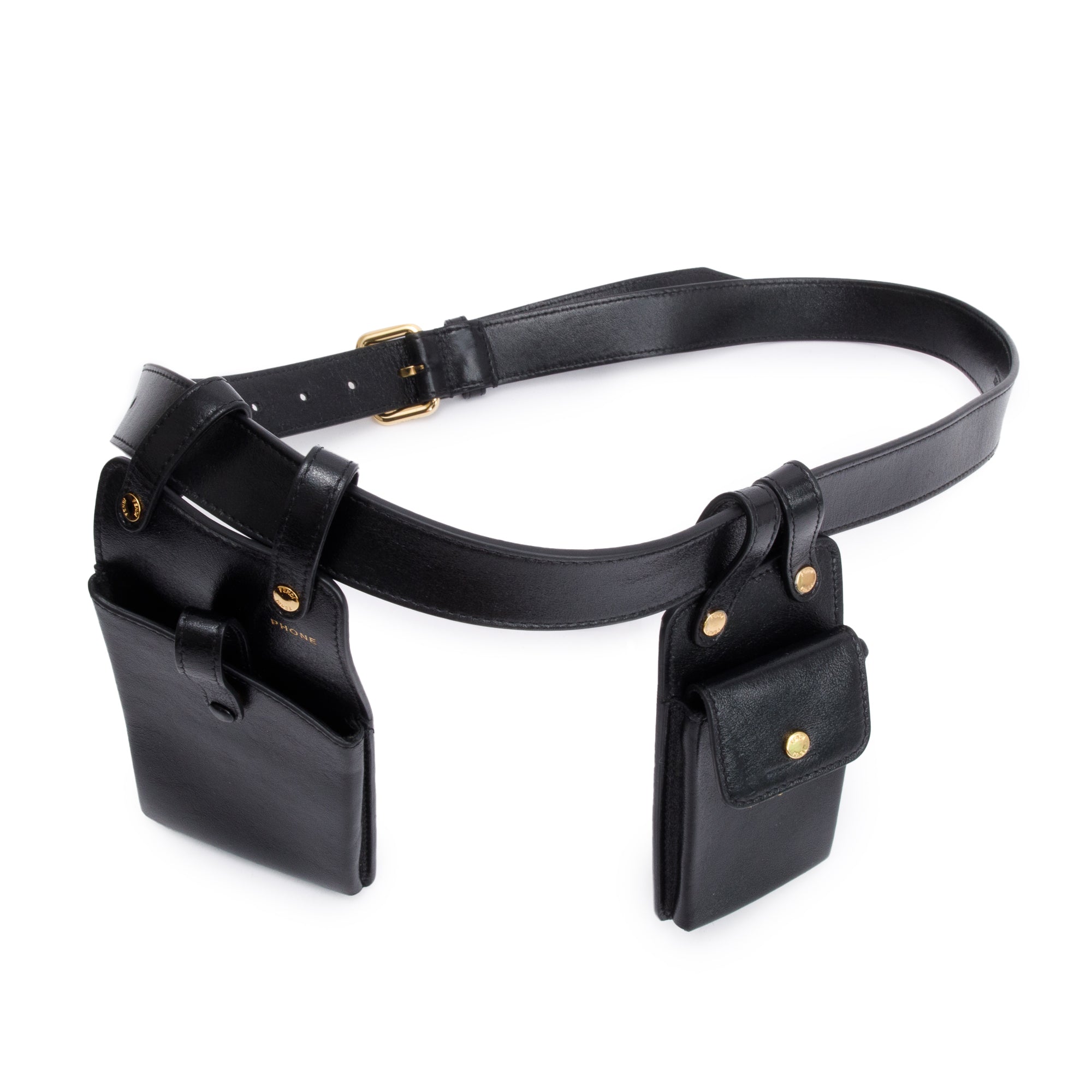 Fendi Black Calfskin Leather Utility Tool Belt Pouch