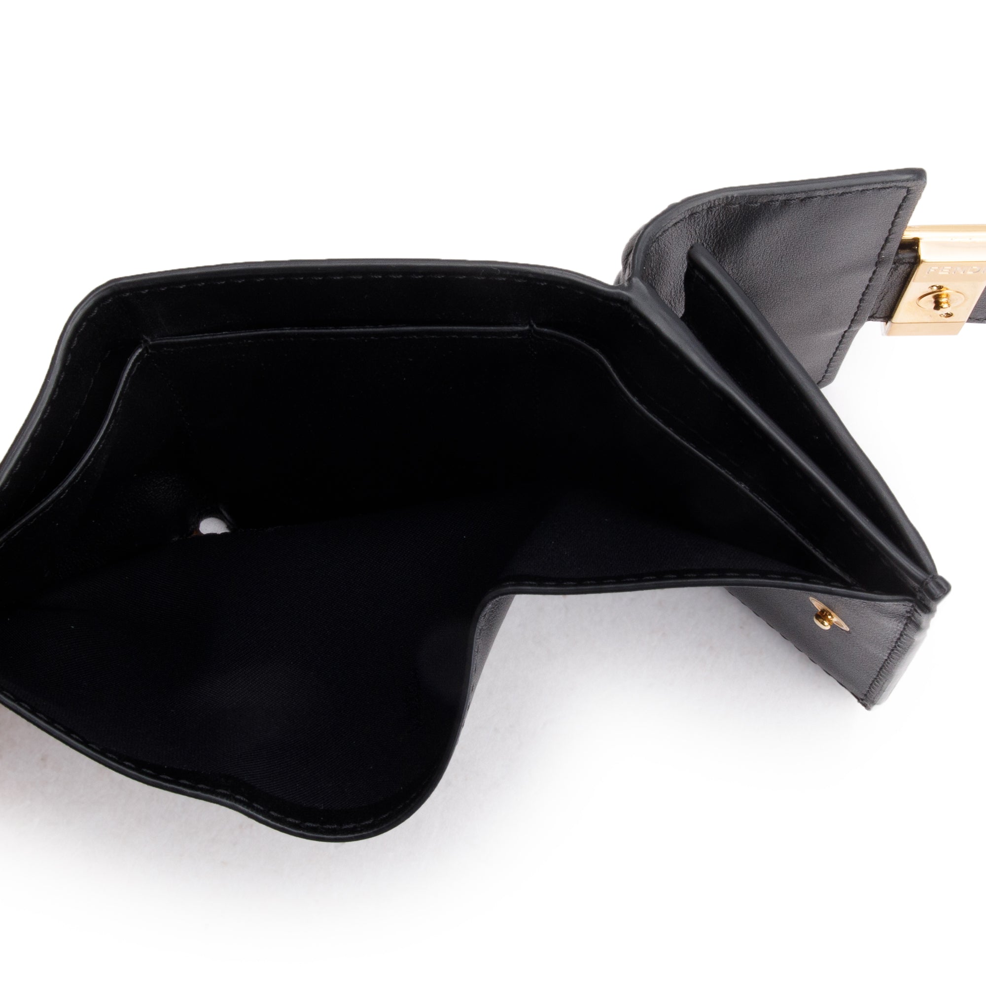 Fendi Black FF Embossed Leather Micro Trifold Wallet w/ Box