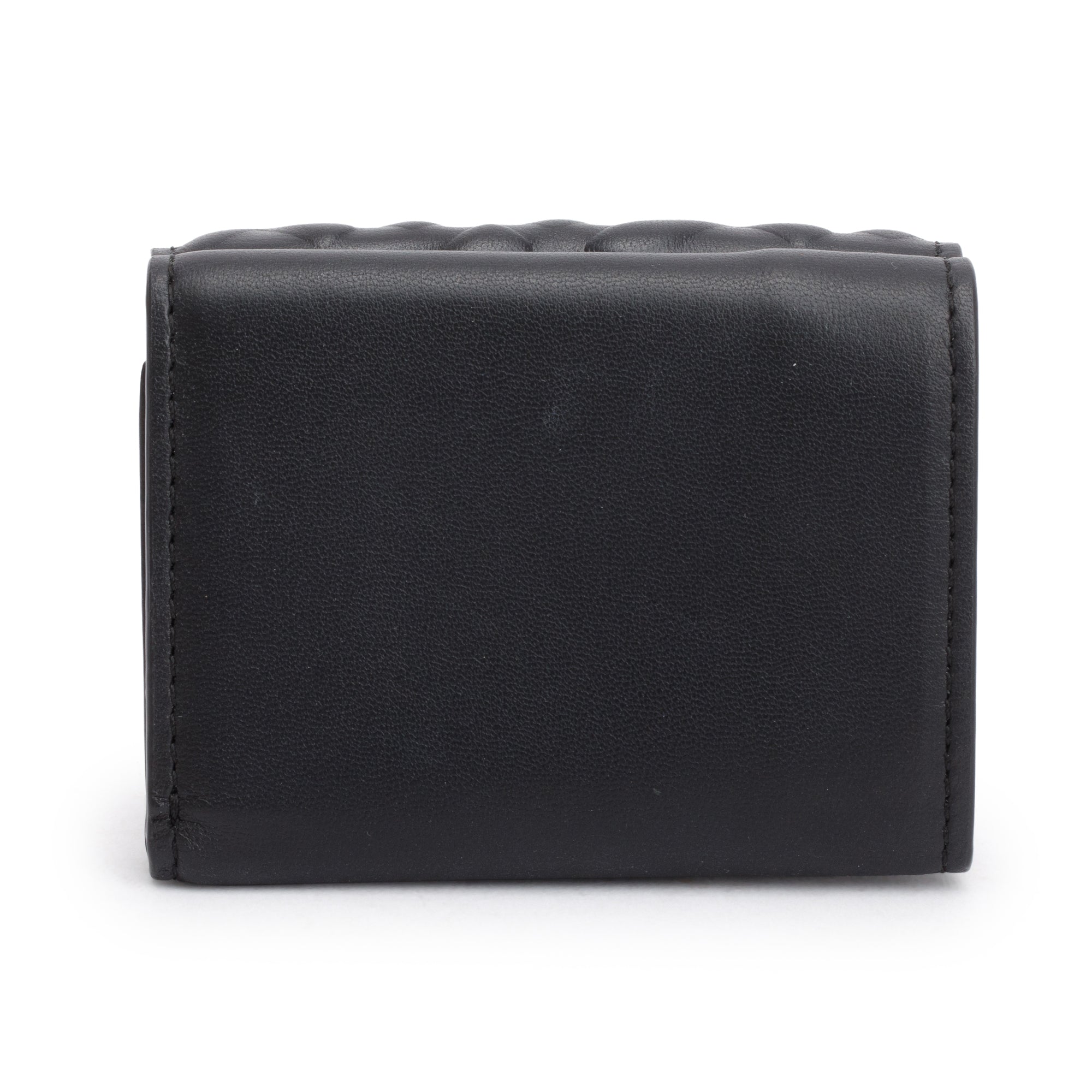 Fendi Black FF Embossed Leather Micro Trifold Wallet w/ Box