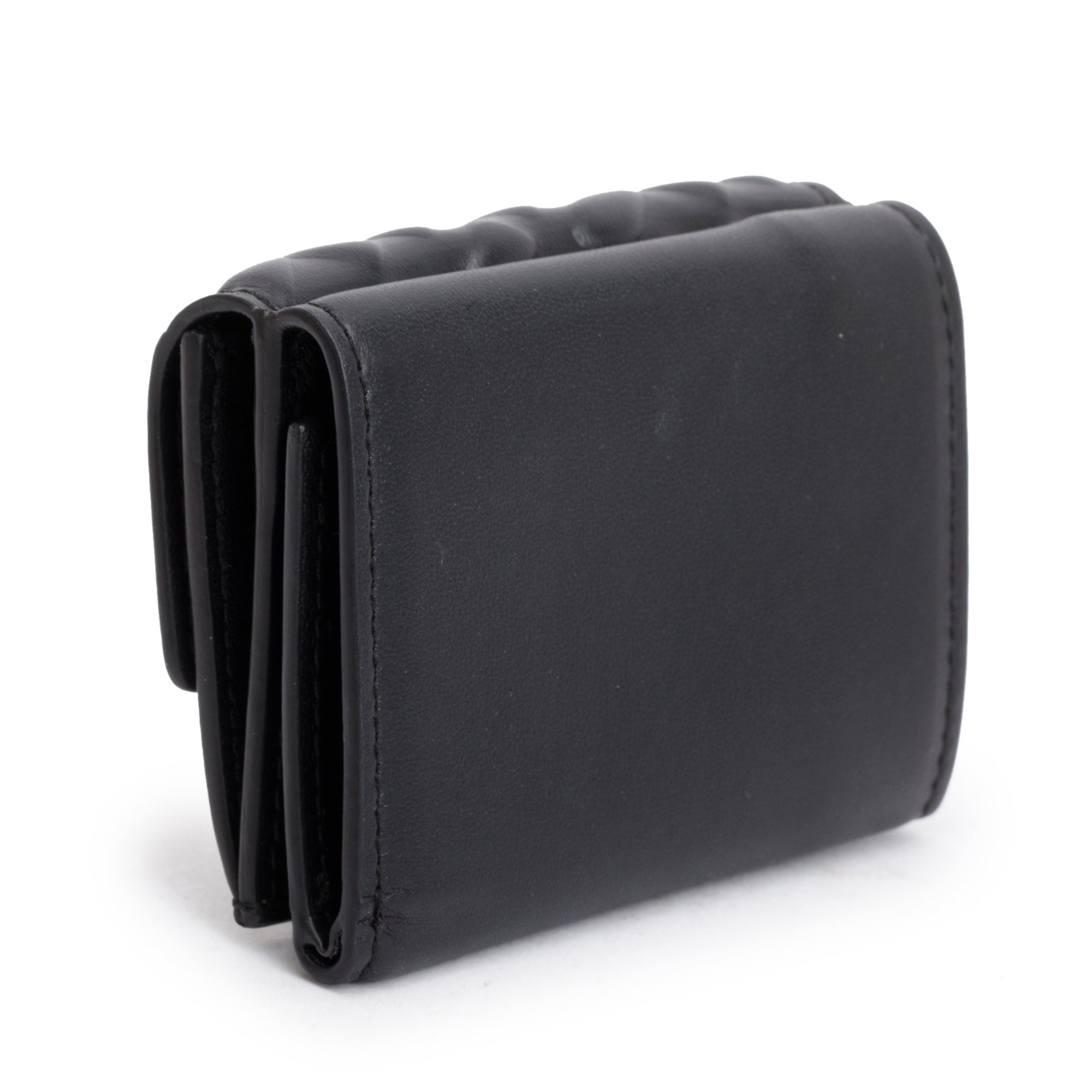 Fendi Black FF Embossed Leather Micro Trifold Wallet w/ Box