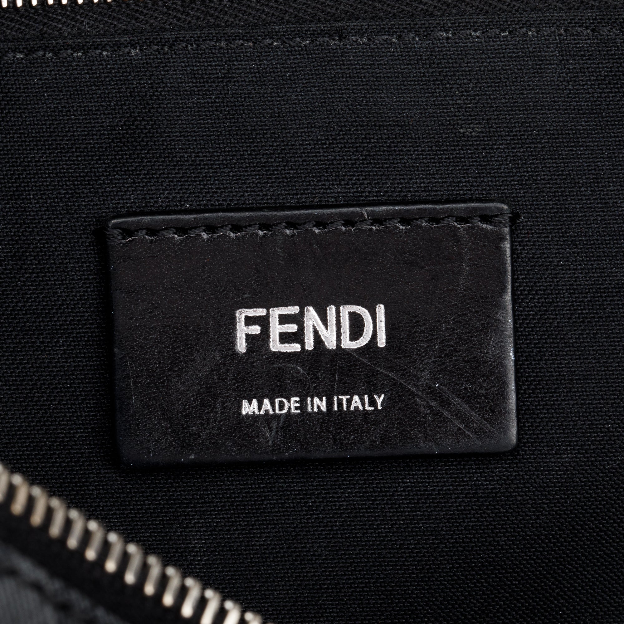 Fendi Black FF Zucca Canvas Calfskin Leather 1974 Diagonal Belt Bag