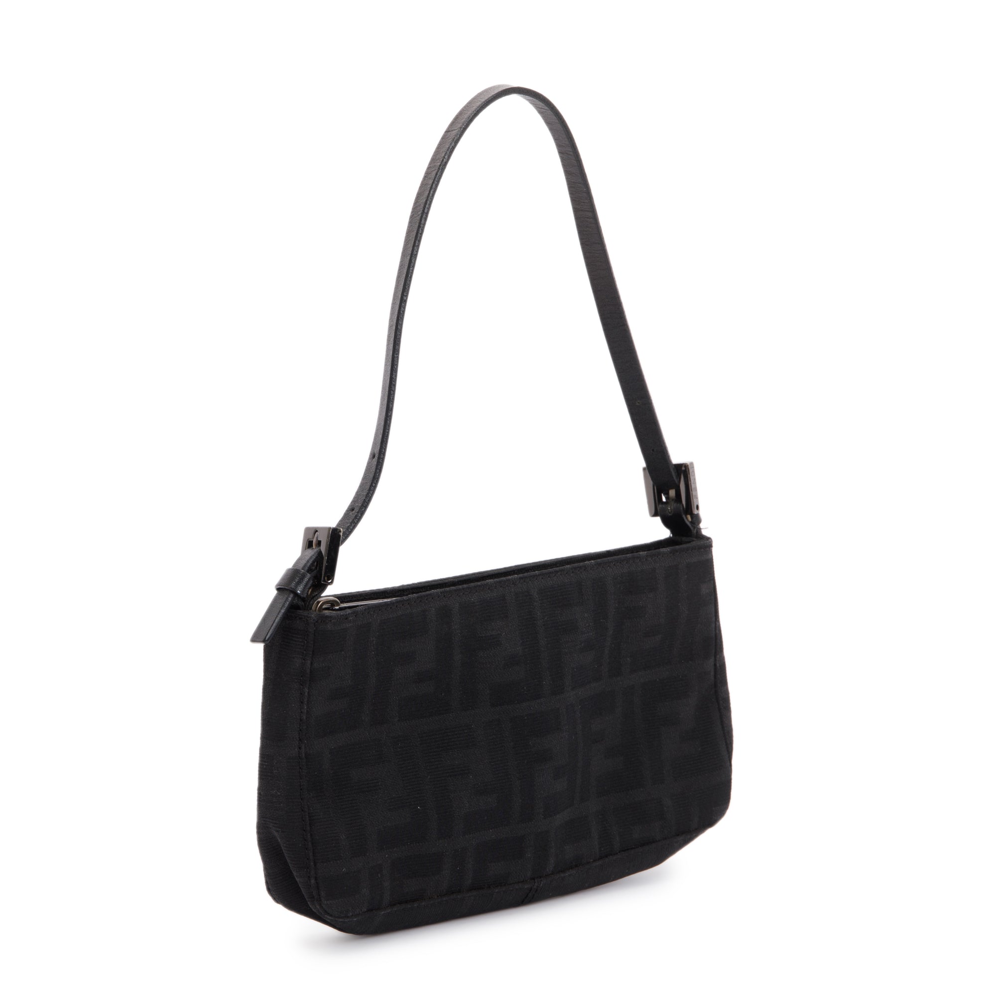 Fendi Black FF Zucca Canvas Pochette