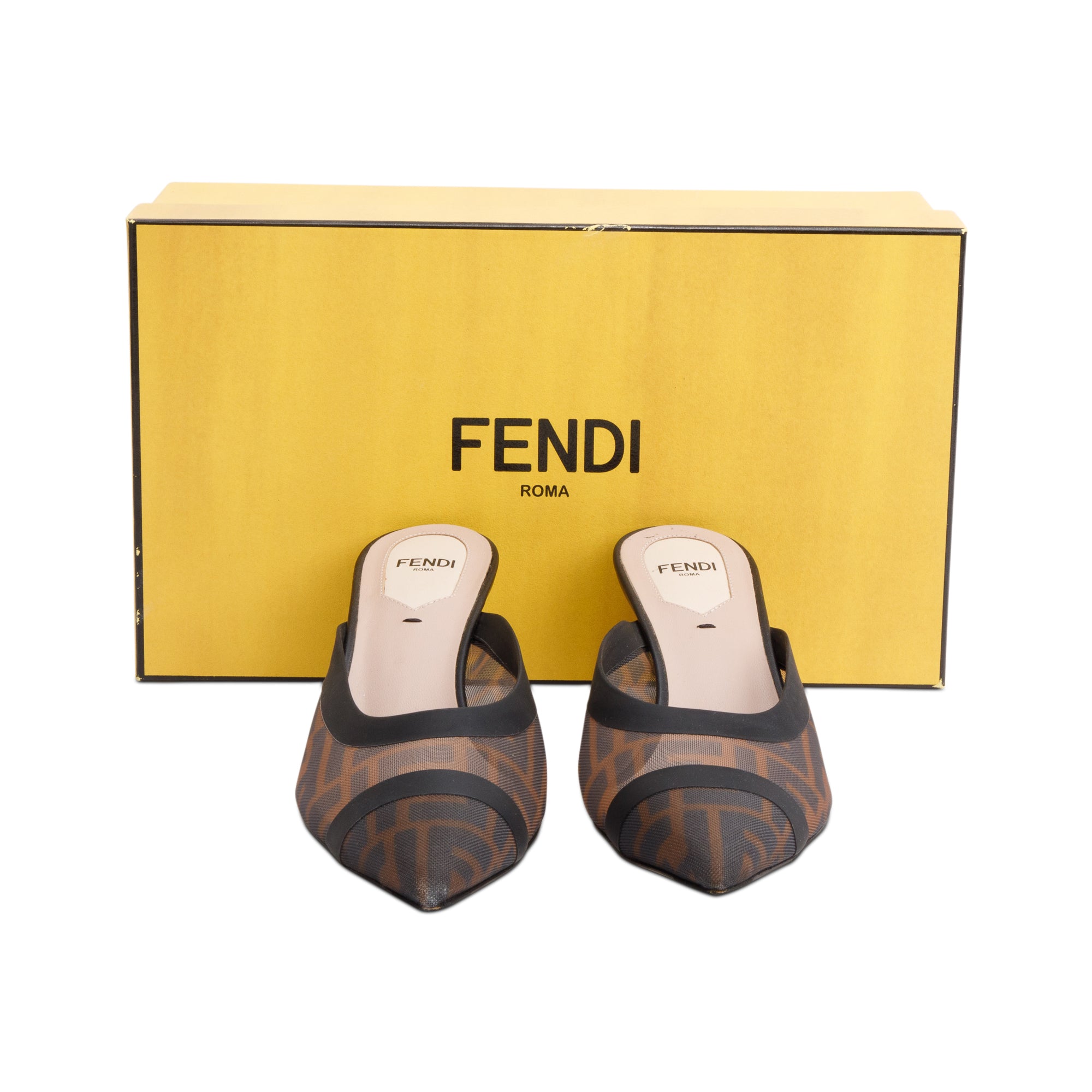 Fendi Black FF Zucca Colibri Mesh Pumps, Size 37 w/ Box